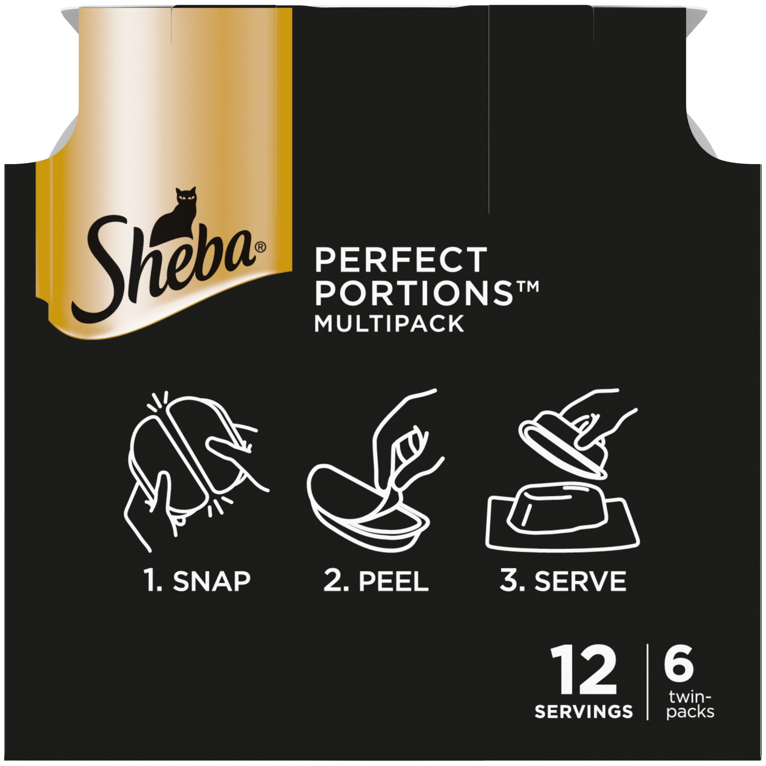 SHEBA PERFECT PORTIONS Cuts in Gravy Wet Cat Food Trays (12 Count, 24 Servings), Roasted Chicken Entr  e, Easy Peel Twin-Pack Tr