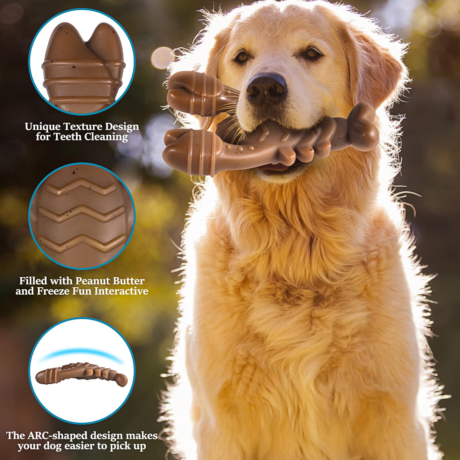 NEZIN Dog Chew Toys for Aggressive Chewers, 4 Pack Indestructible Dog Toys with Tough Nylon, Chew Toy Gift for Dogs of All Breed