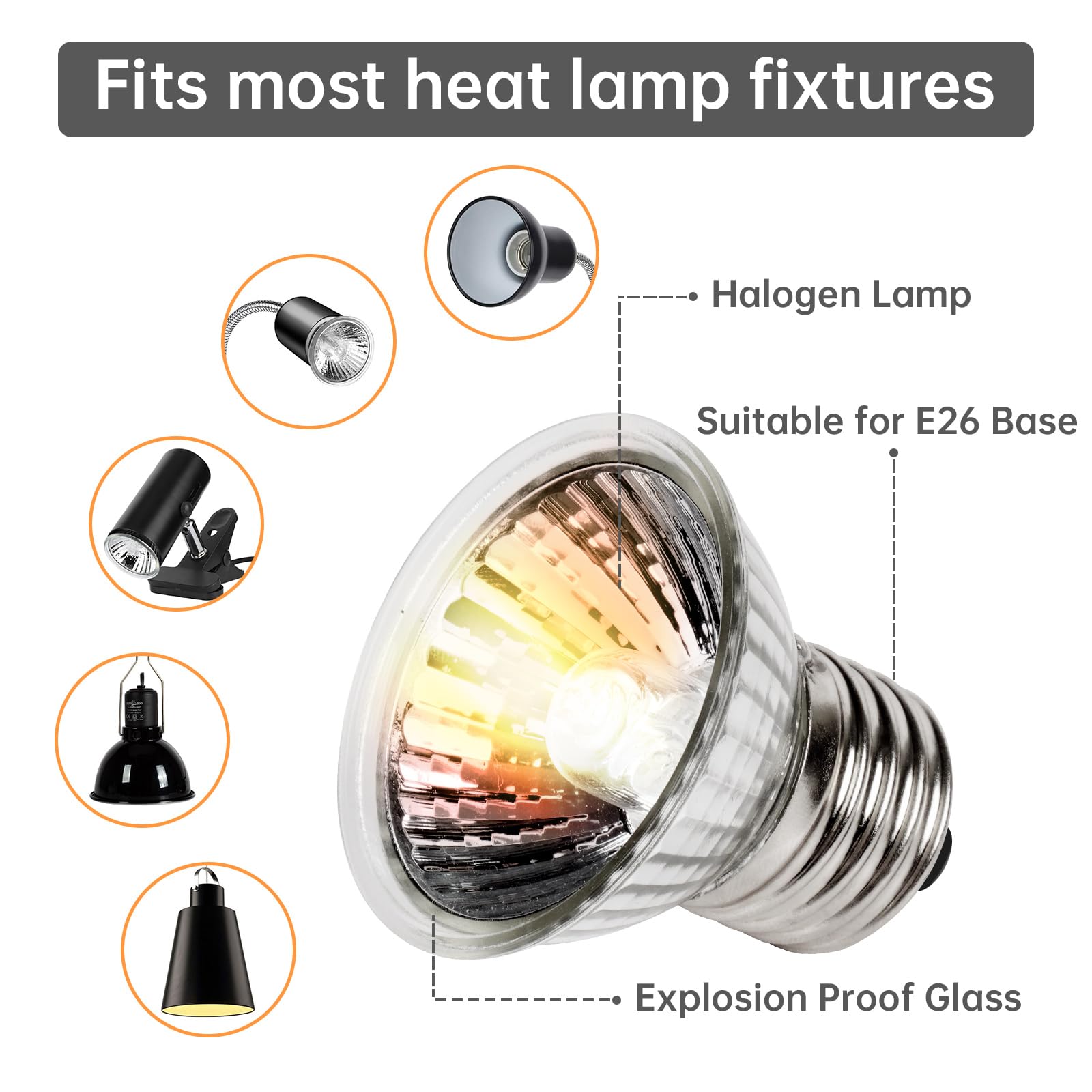 Repti Home Reptile Heat Lamp, Uva Uvb Heat Lamp Bulbs, E26 Turtle Heat Lamp Blubs 25W 4Pack, Basking Light For Bearded Dragon, L