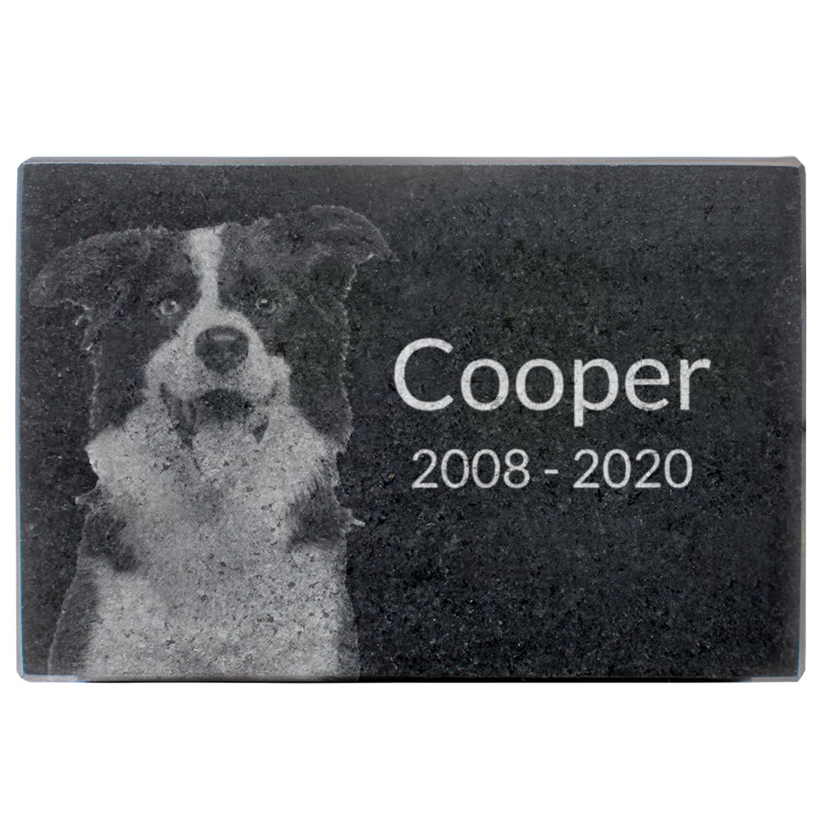 PlaqueMaker Black Granite Memorial Headstone - 6x4x1" for Pets & Loved Ones, Custom Photo & Text