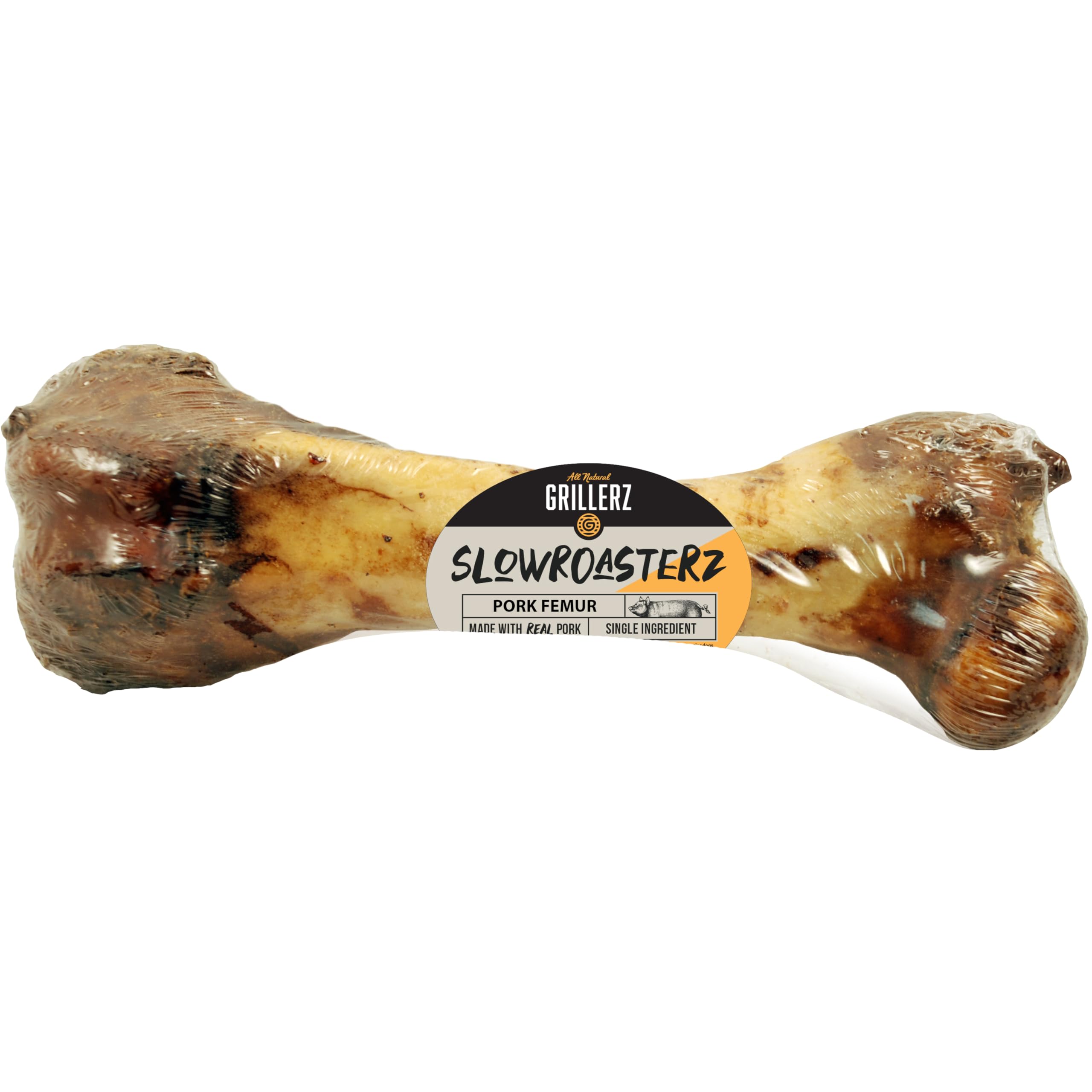 Grillerz Pork Femur Bone, 1 Count, Rawhide Free, All Natural Treat for All Breeds, Gluten Free, Long Lasting, Easy to Digest, Fo