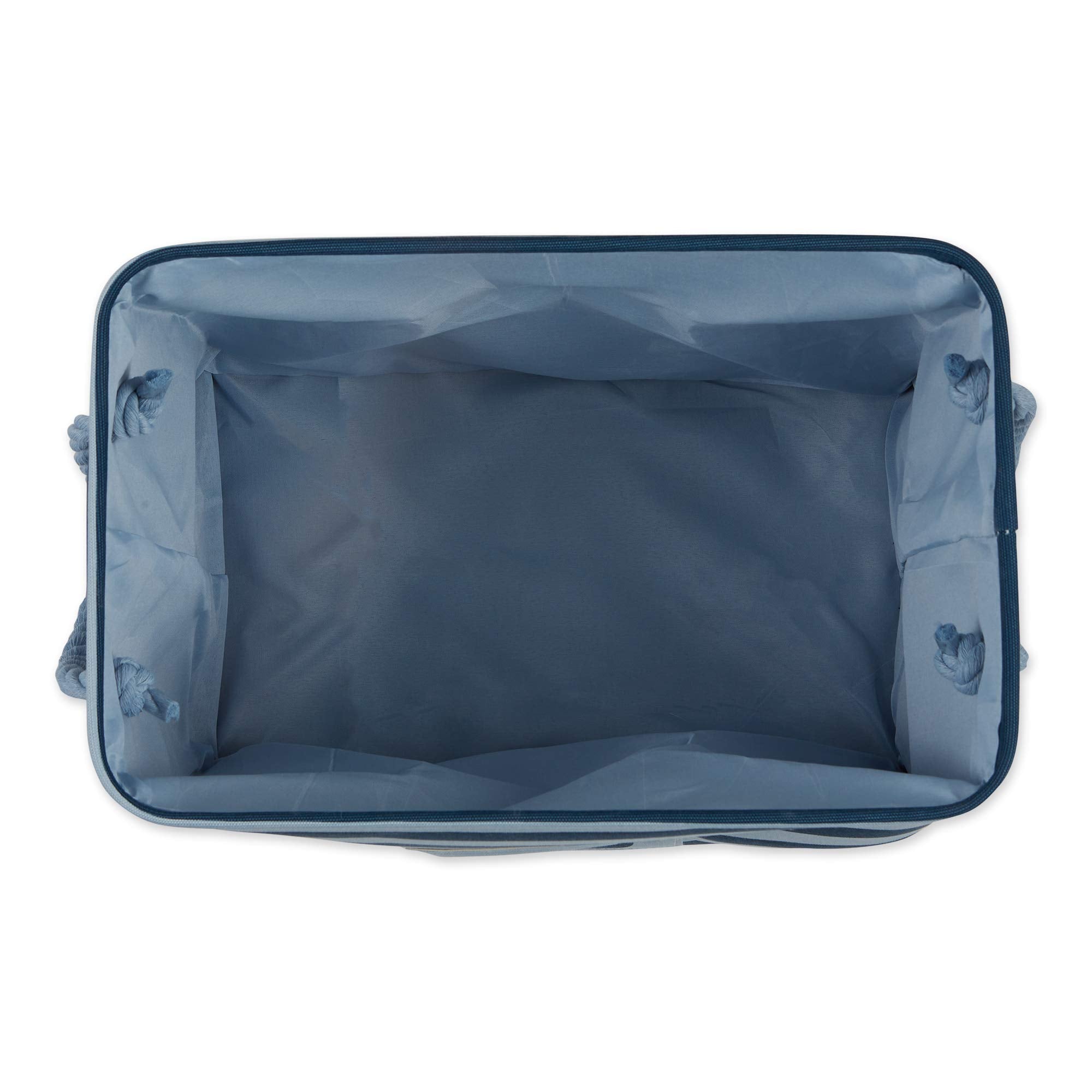 Bone Dry Polyester Pet Bin Stripe With Paw Patch Dark Navy Rectangle Medium