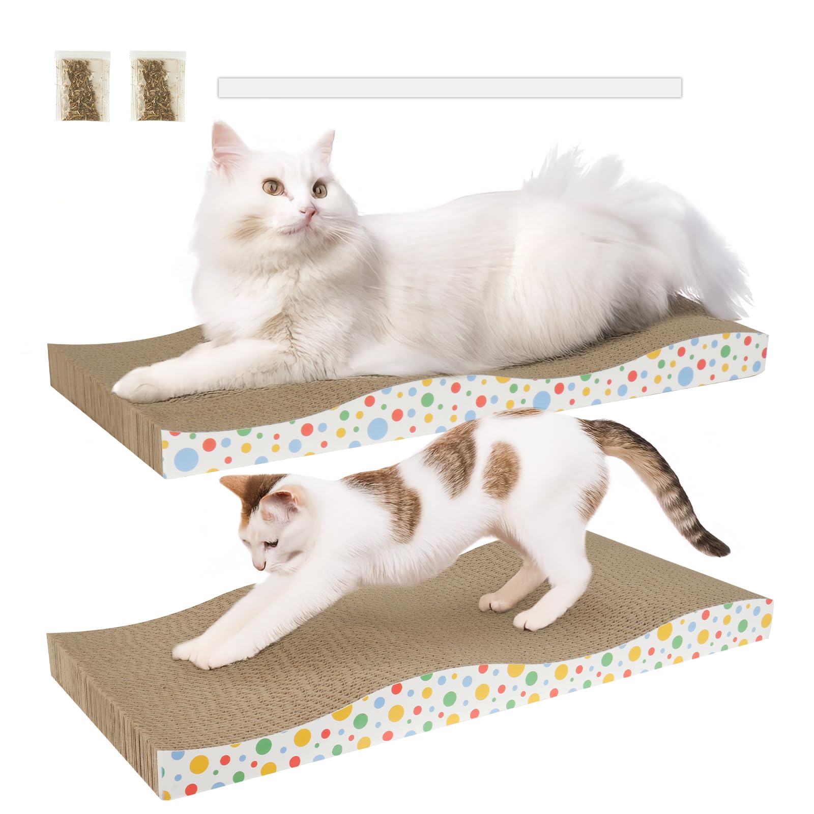 Cat Scratching Board, Large Wide Corrugate Cat Scratcher with Catnip, Premium Scratch, Double-Sided Design, Cat Scratch Pad for 