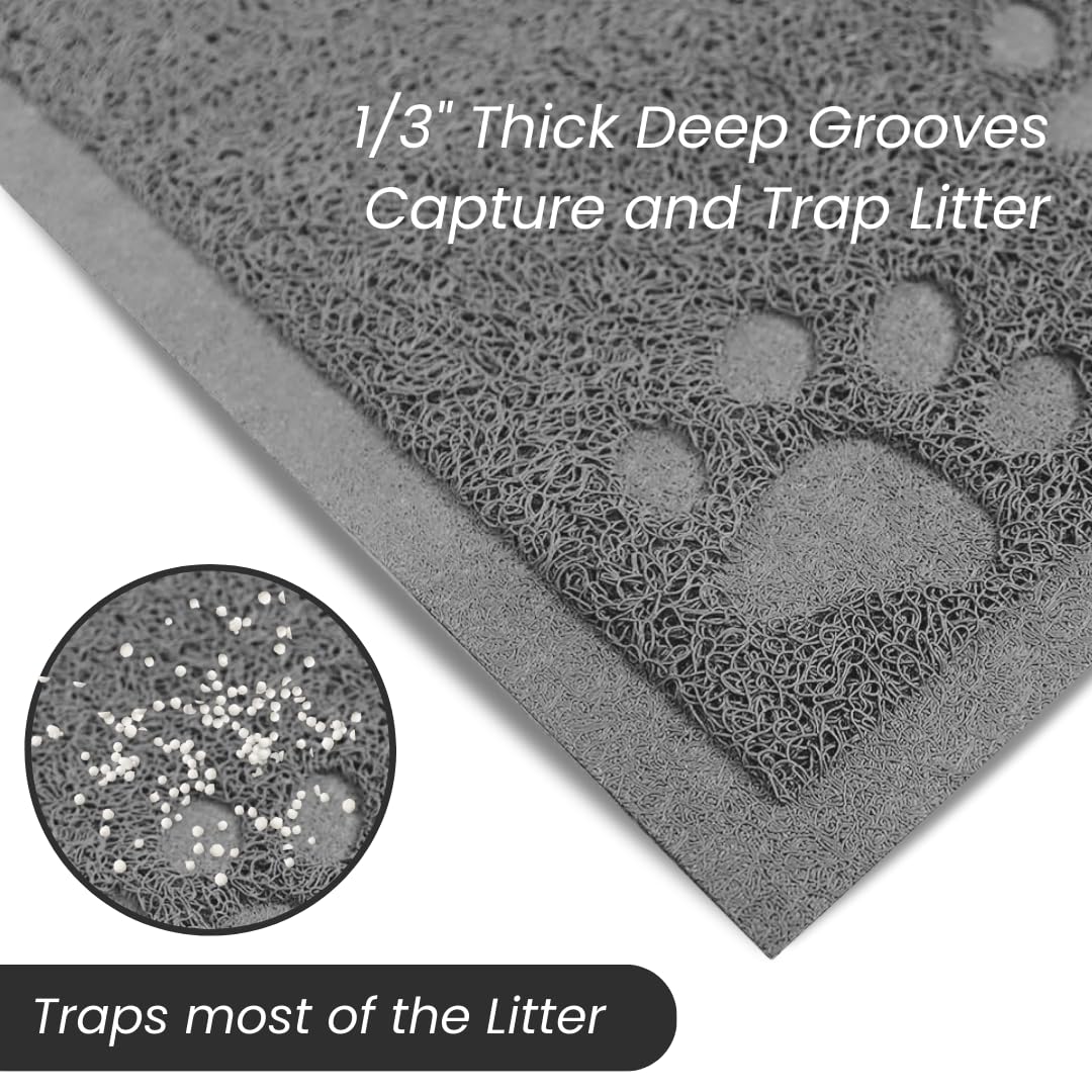 Andalus Medium Cat Litter Mat, Pack Of 2 - Waterproof, Non-Slip & Easy To Clean Cat Litter Box Mat For Extra Efficient Pet Litte