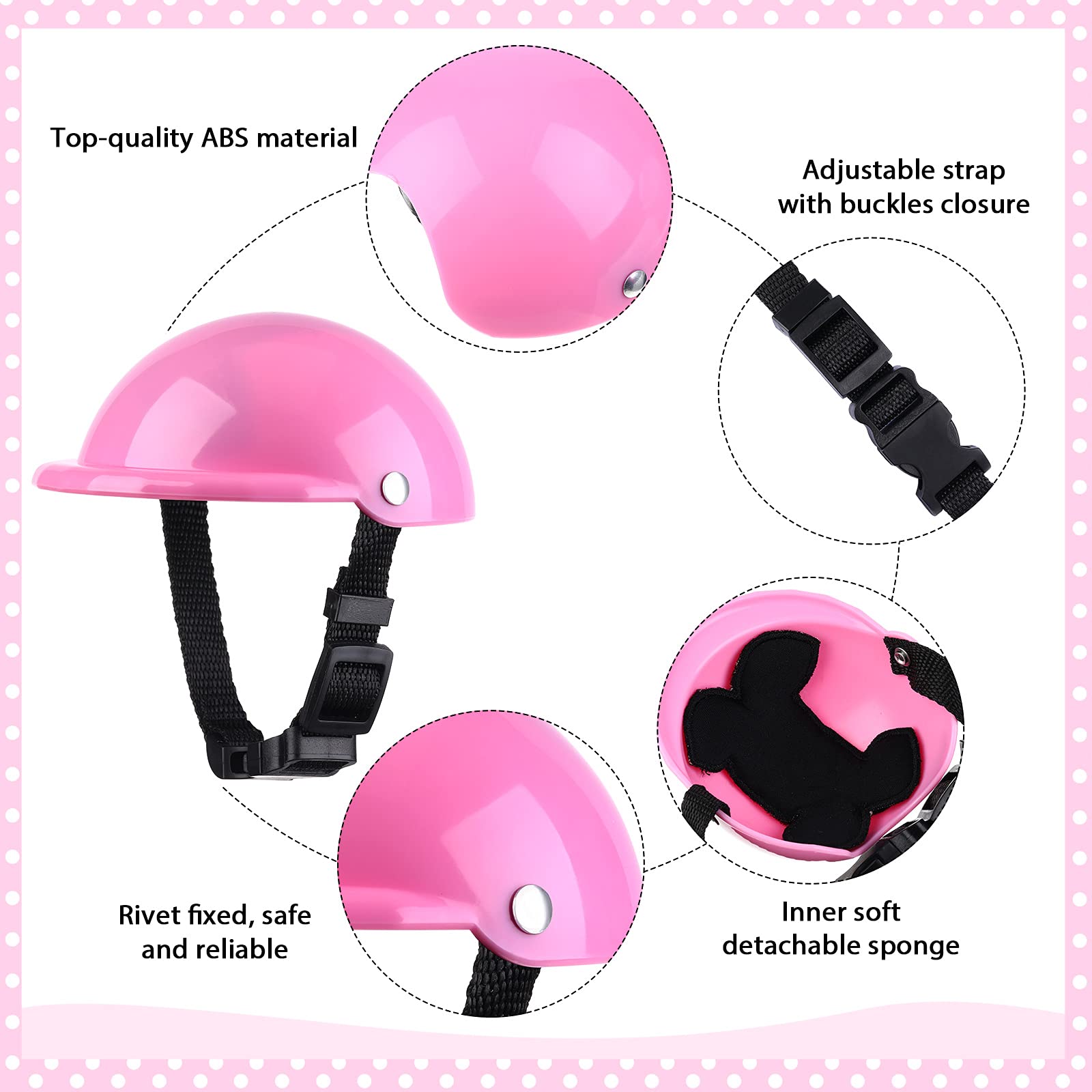 Small Dog Helmet Goggles Uv Protection Doggy Sunglasses Pet Dog Glasses Motorcycle Hard Safety Hat With Adjustable Belt Windproof Snowproof Eye Head Protection For Puppy Riding, S Size (Pink)