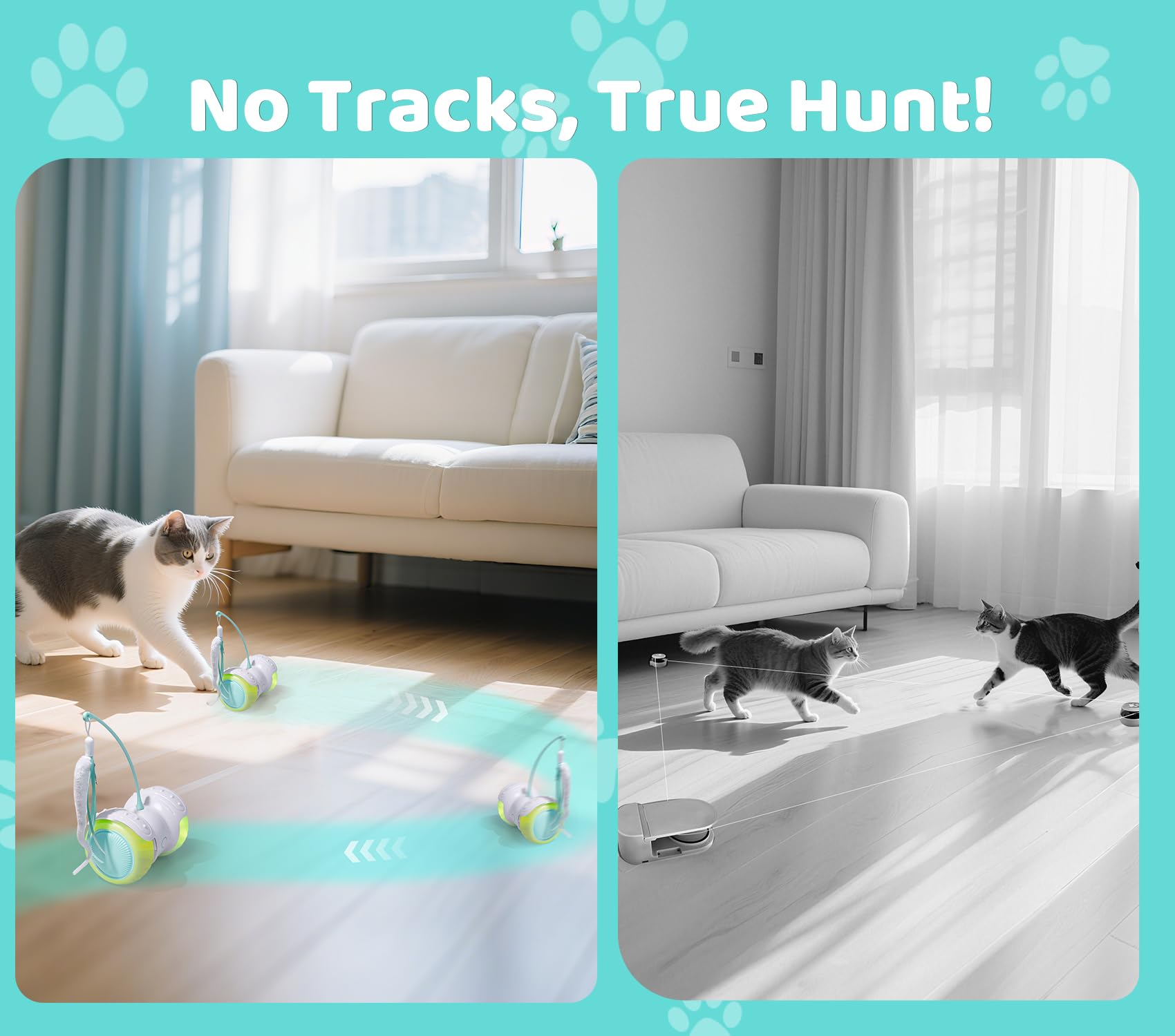 ZeLing HTL Remote Control Cat Toy with Auto Mode - Interactive Cat Toy Feather for Indoor, Moving Cats Catnip Toys & LED to Keep