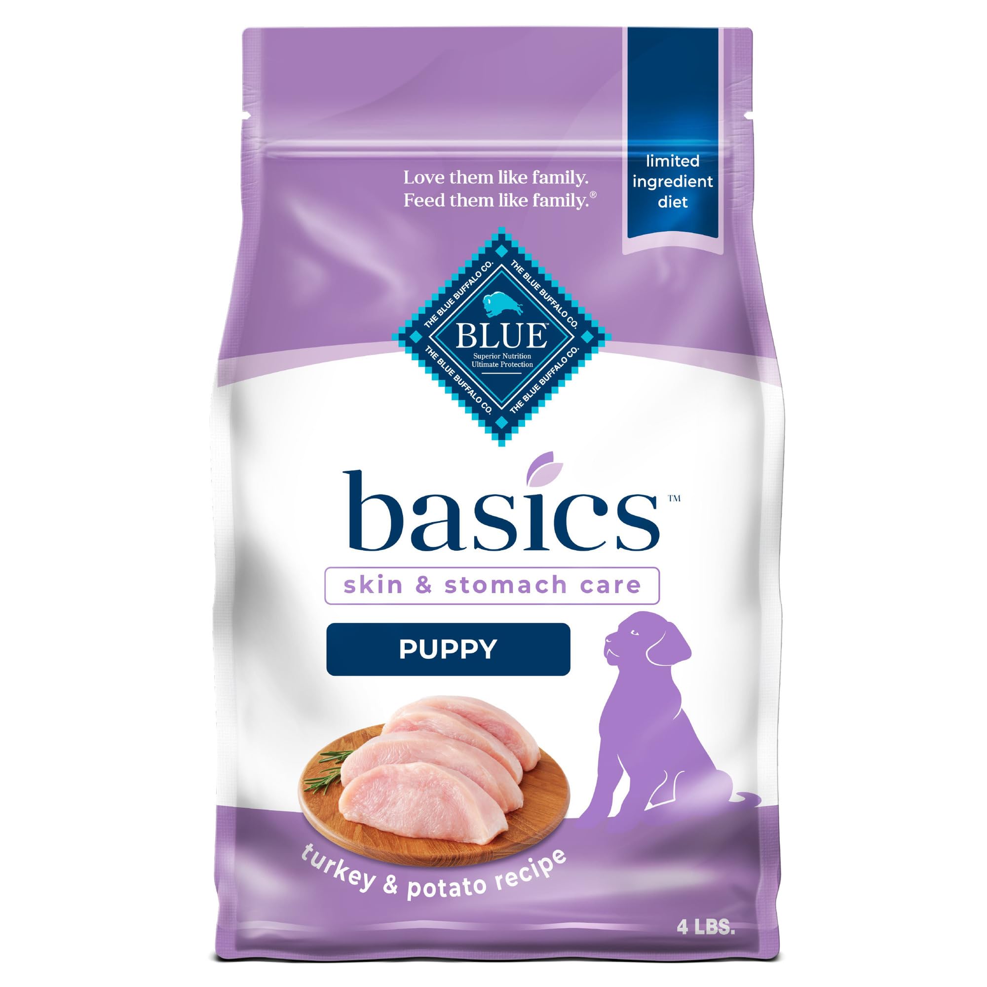 Blue Buffalo Basics Puppy Dry Dog Food for Skin & Stomach Care, Limited Ingredient Diet, Made in the USA with Natural Ingredient