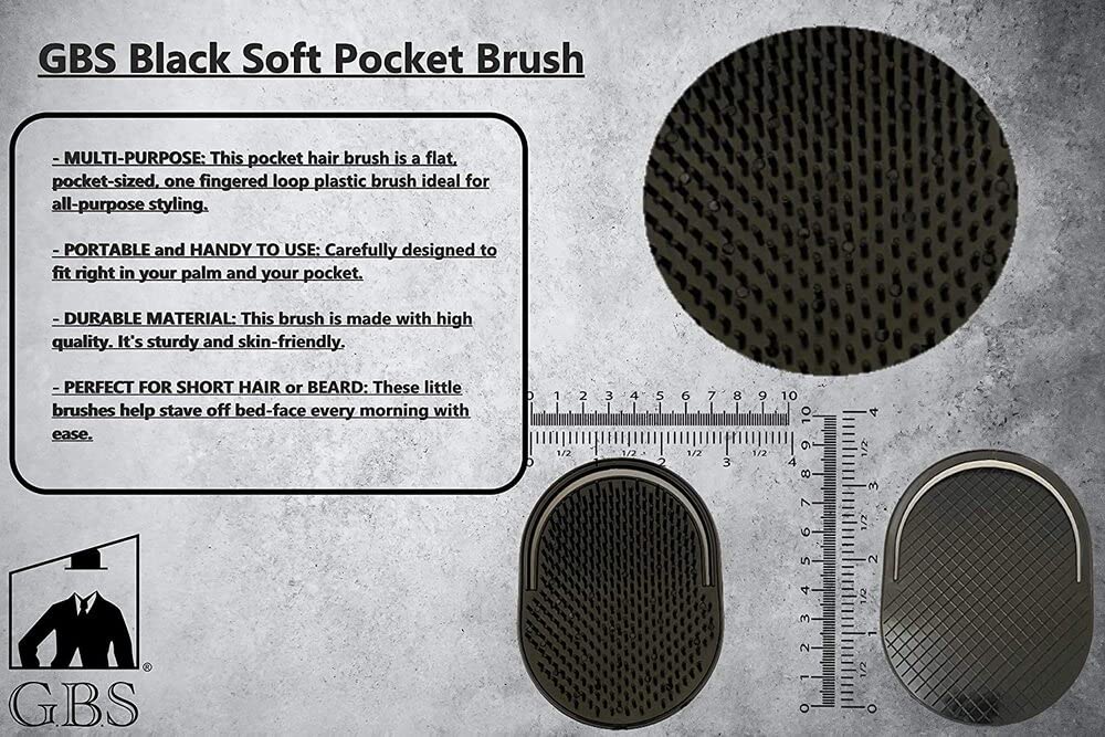 G.B.S Pocket Palm Brush Comb Massager for Pets, Black, 2 Count, Plastic, Model 206