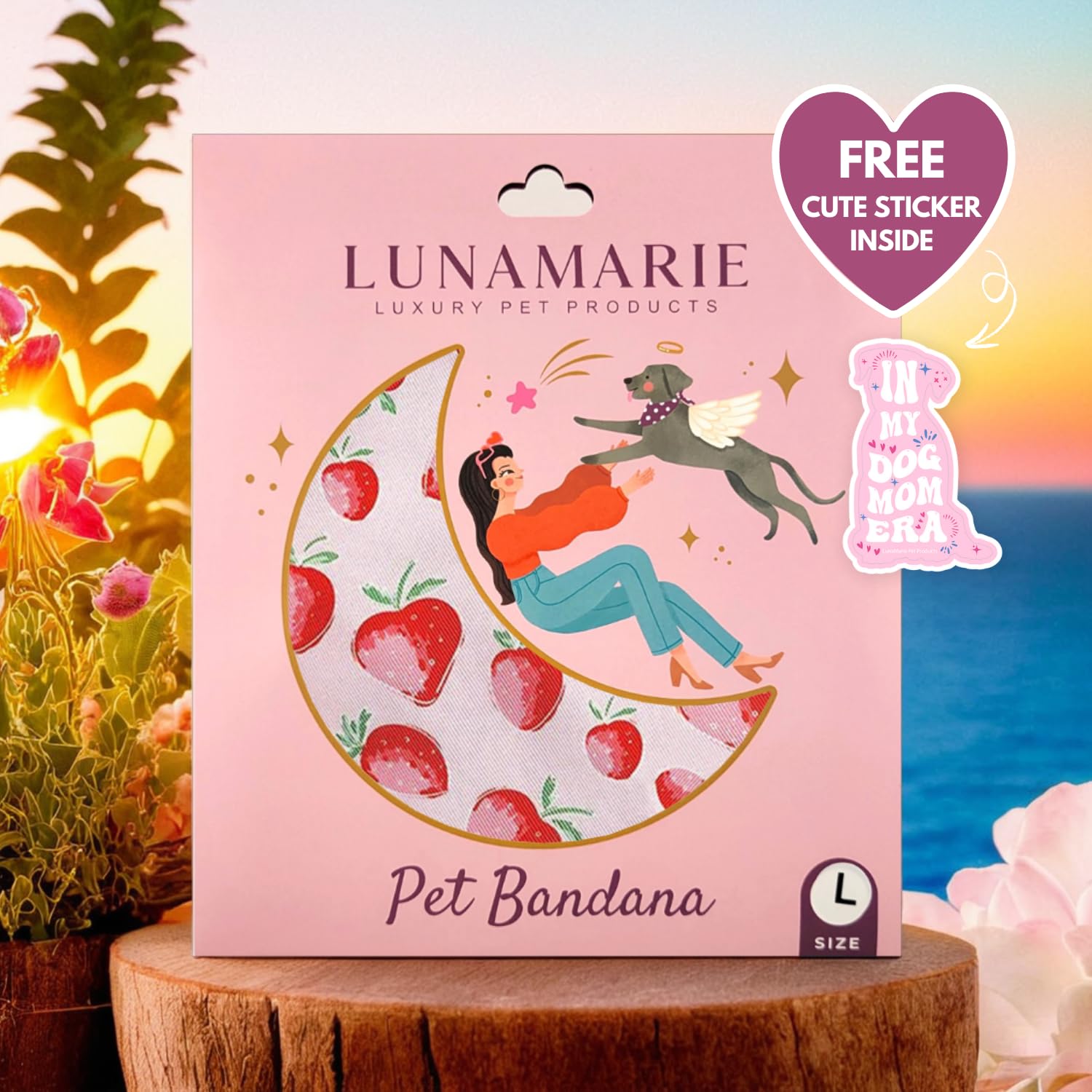 Lunamarie - Luxury Dog Bandanas - Cute Unique Designs | Premium & Silky Poly Fabric | 100% Handmade Custom Shape Dual Layered Sm