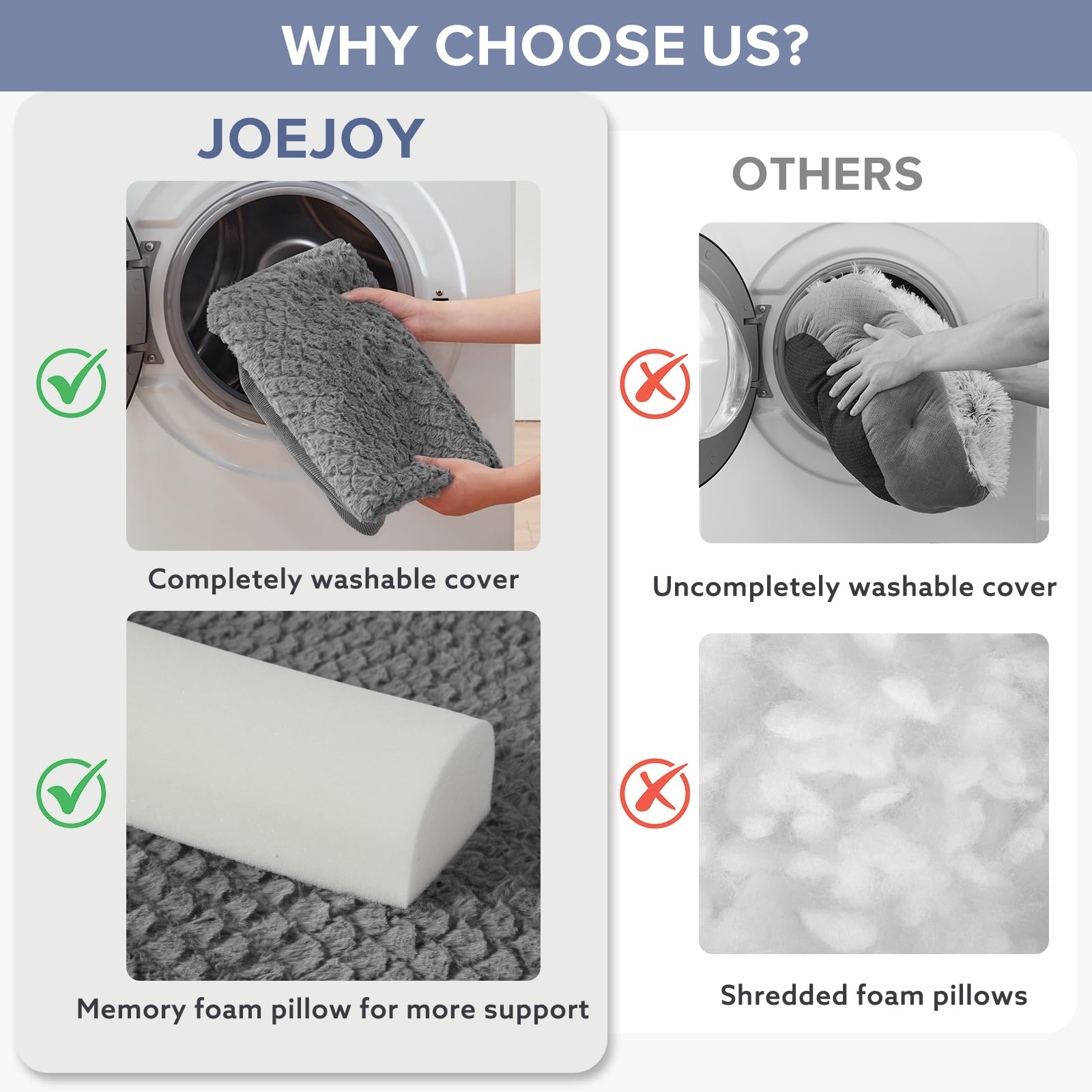 JOEJOY Orthopedic Dog Bed for Medium Dogs, Large Dog Couch Bed, U Shape Memory Foam Dog Bed with Removable Washable Cover, Water