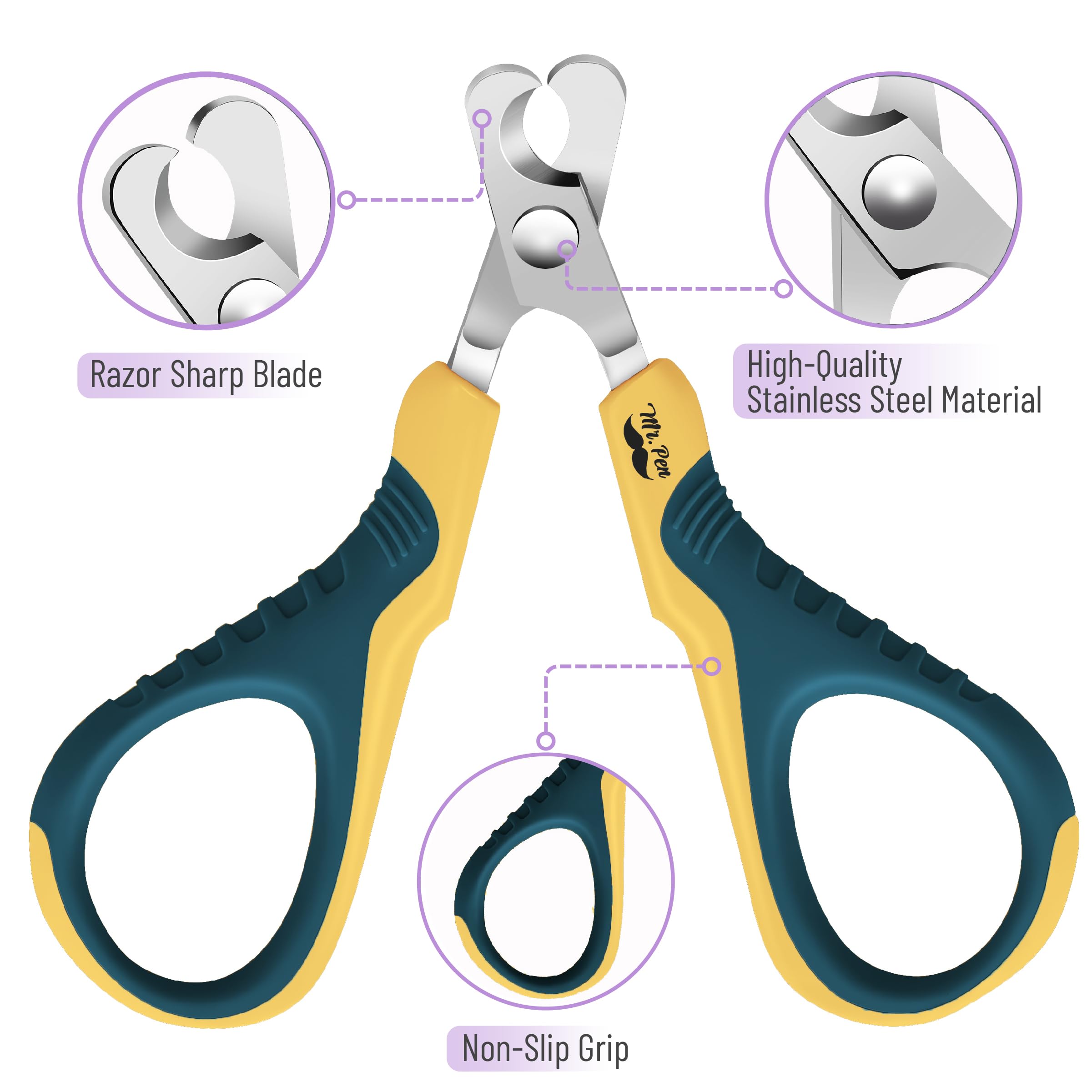 Mr. Pen- Cat Nail Clipper, Yellow & Gray Cat Nail Trimmer, Cat Nail Clippers, Cat Claw Clippers, Cat Clippers For Nails, Pet Nail Clippers, Kitten Nail Clipper, Small Dog Nail Clipper Cat Claw Trimmer