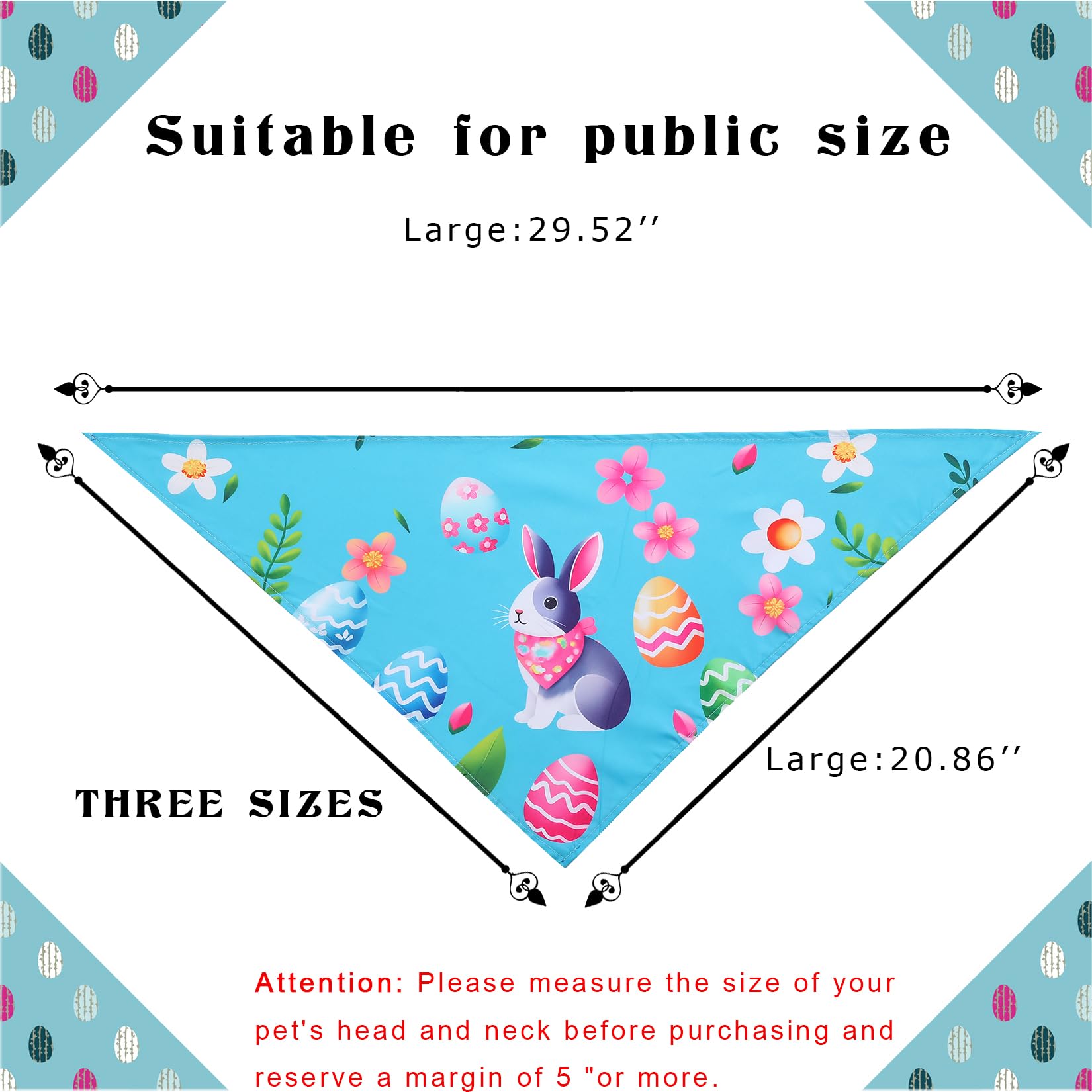 Easter Dog Bandana, Holiday Large Dog Bandanas 2 Pack, Triangle Reversible Easter Pet Bandanas,Love Kiss Print, Bandana For Larg