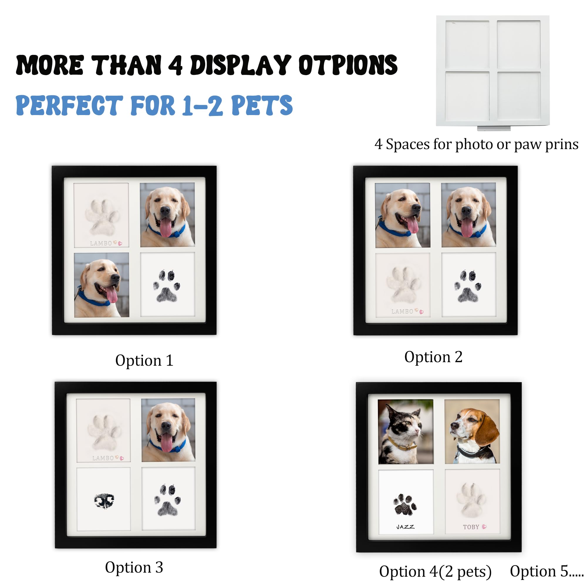 MYPAWLETS Paw Print Kit for Dogs & Cats - Clean-Touch Ink Pad & Soft Clay, 4x4.7 inches, Black, Model YY-4PetInkClay