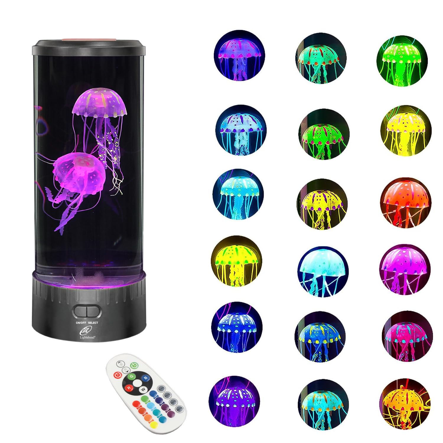 Lightahead LED Jellyfish Aqua Mood Lamp with 5 Color Changing Light Effects .The Ultimate Extra Large Sensory Synthetic Jelly Fi