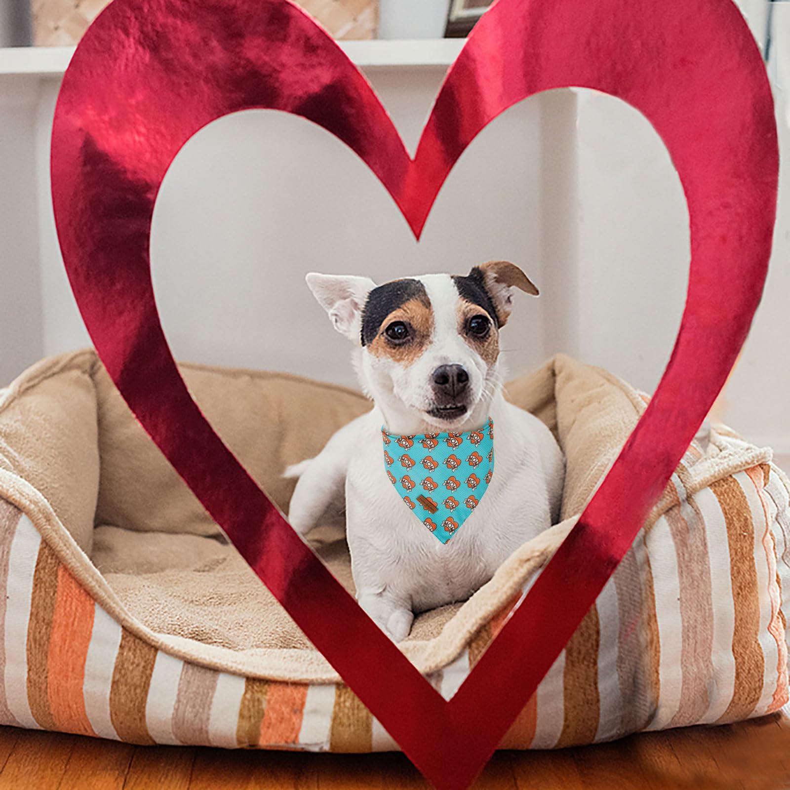 Unique Style Paws Dog Valentine'S Bandanas 2Pcs Washable Cotton Triangle Love Heart Dog Scarfs For Small Medium Large Dogs And C