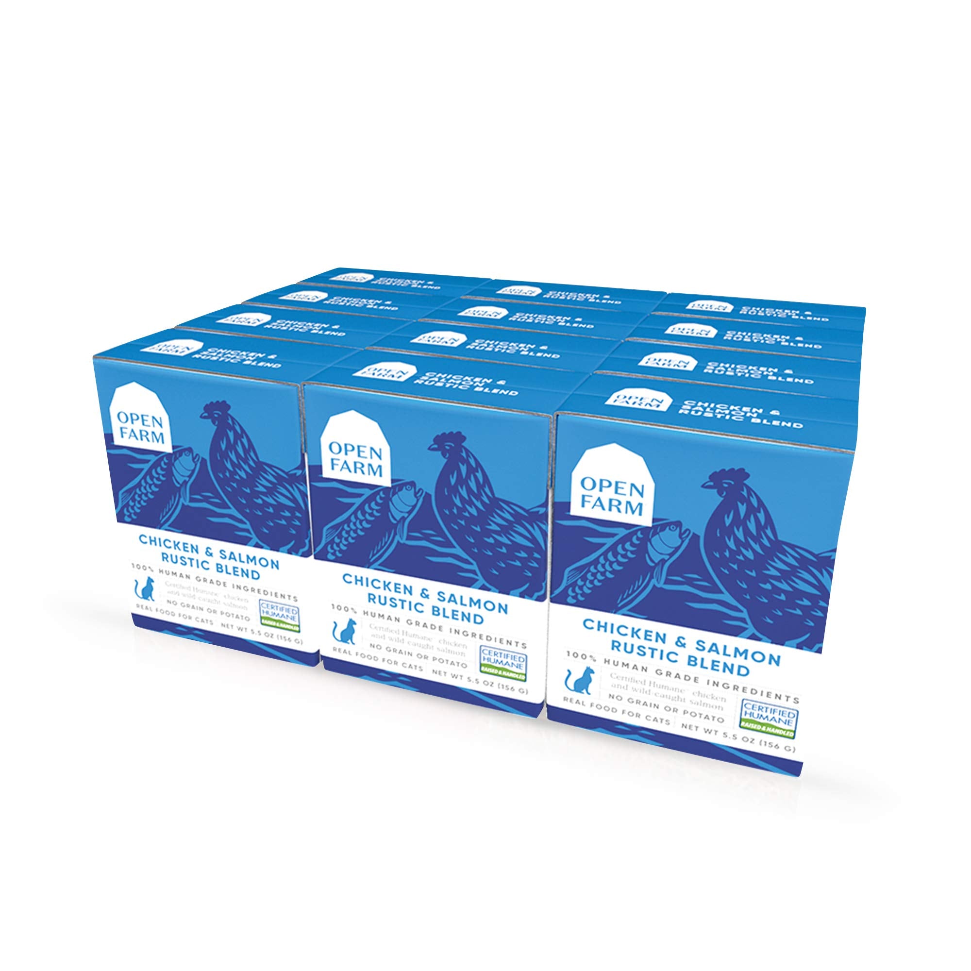 Open Farm Chicken & Salmon Blend Wet Cat Food, Complete Meal or Food Topper with Responsibly Sourced Meat and Superfoods Without