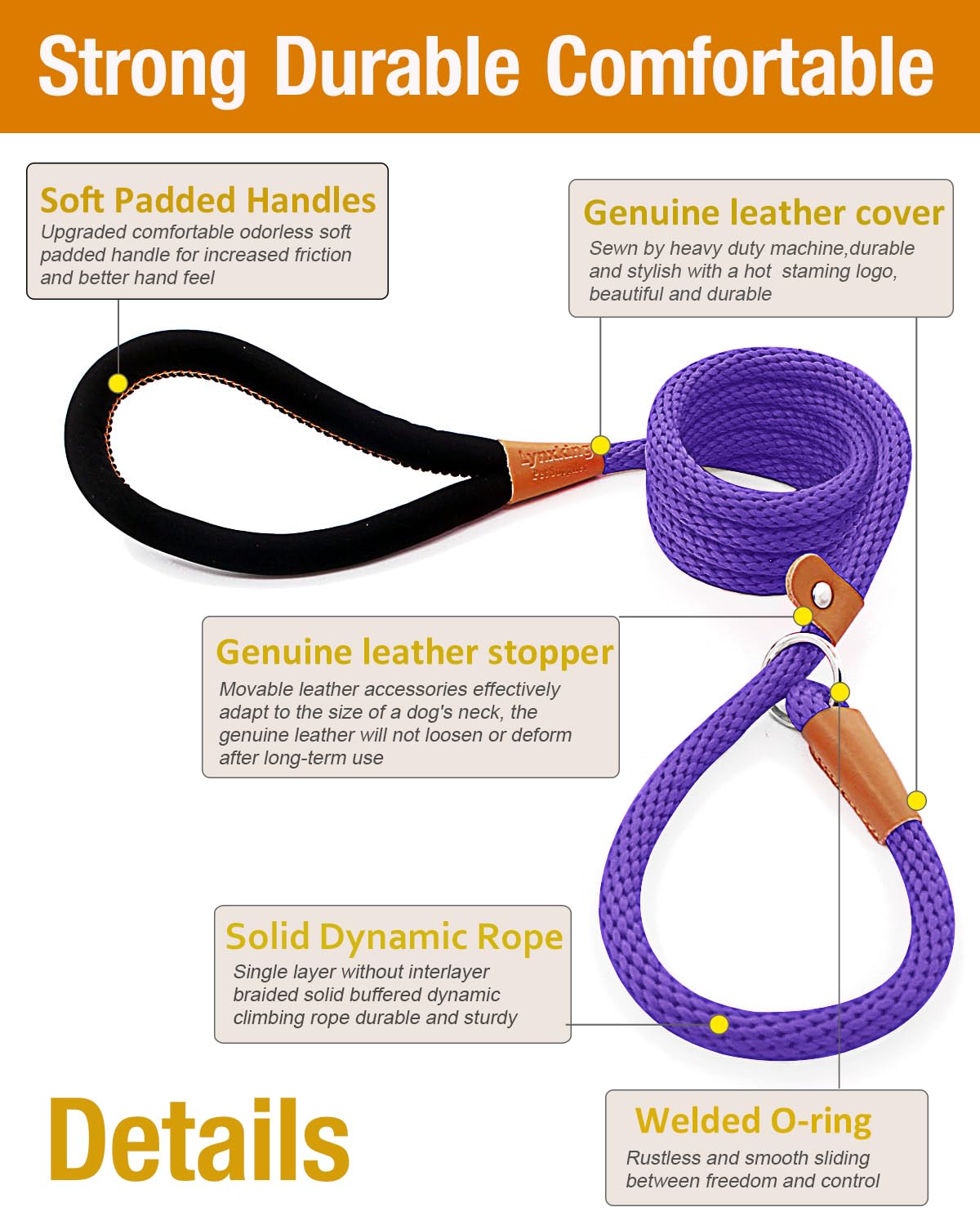 Lynxking 5 Ft Dog Leash Slip Lead 2 Pack Strong Heavy Duty Braided Dog Training Leash No Pull Training Lead Leashes For Medium Large And Small Dogs
