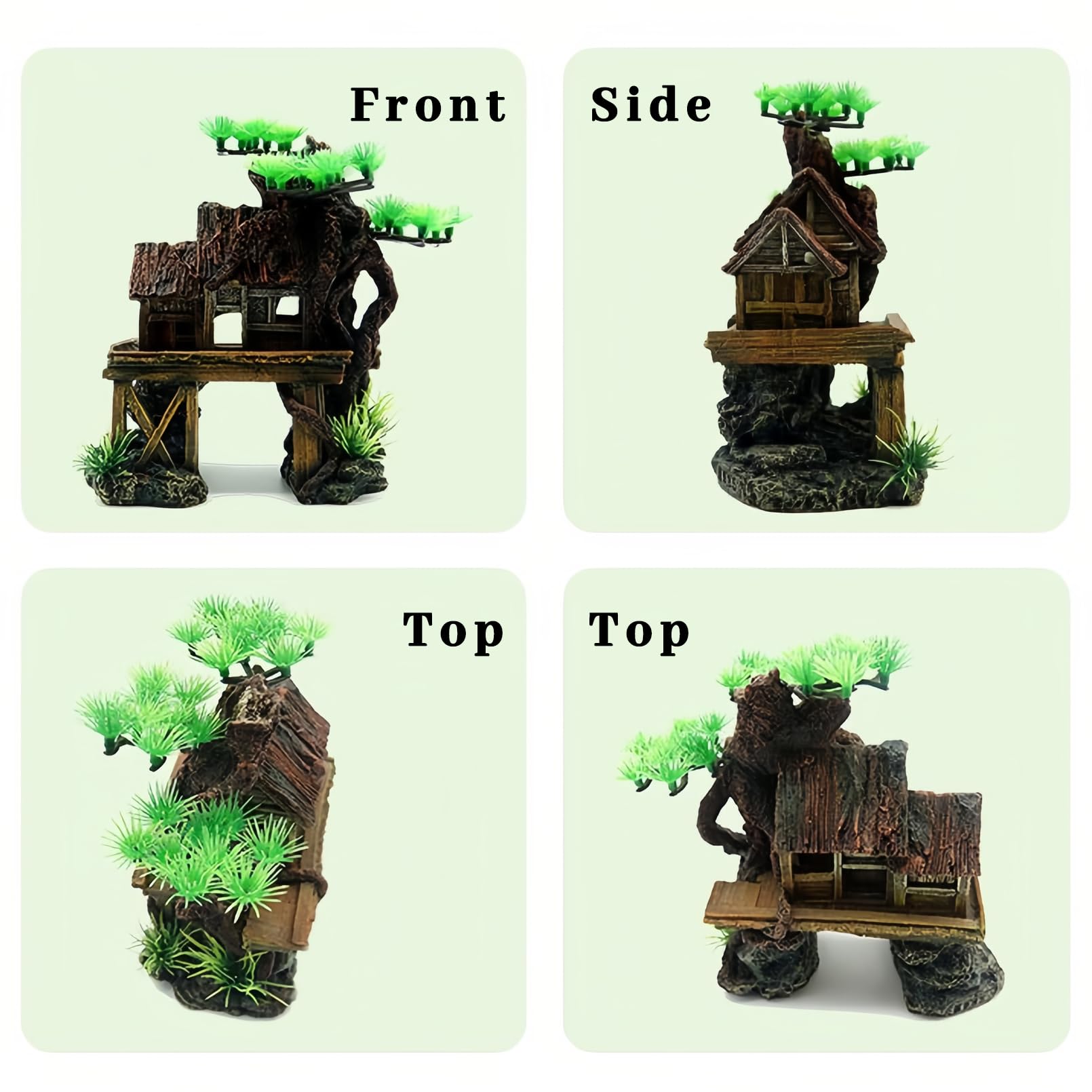 Kathson Aquarium Decorations Fish Tank Ornaments House On Terrace With Tree Root Resin Handicrafts For Betta Fish