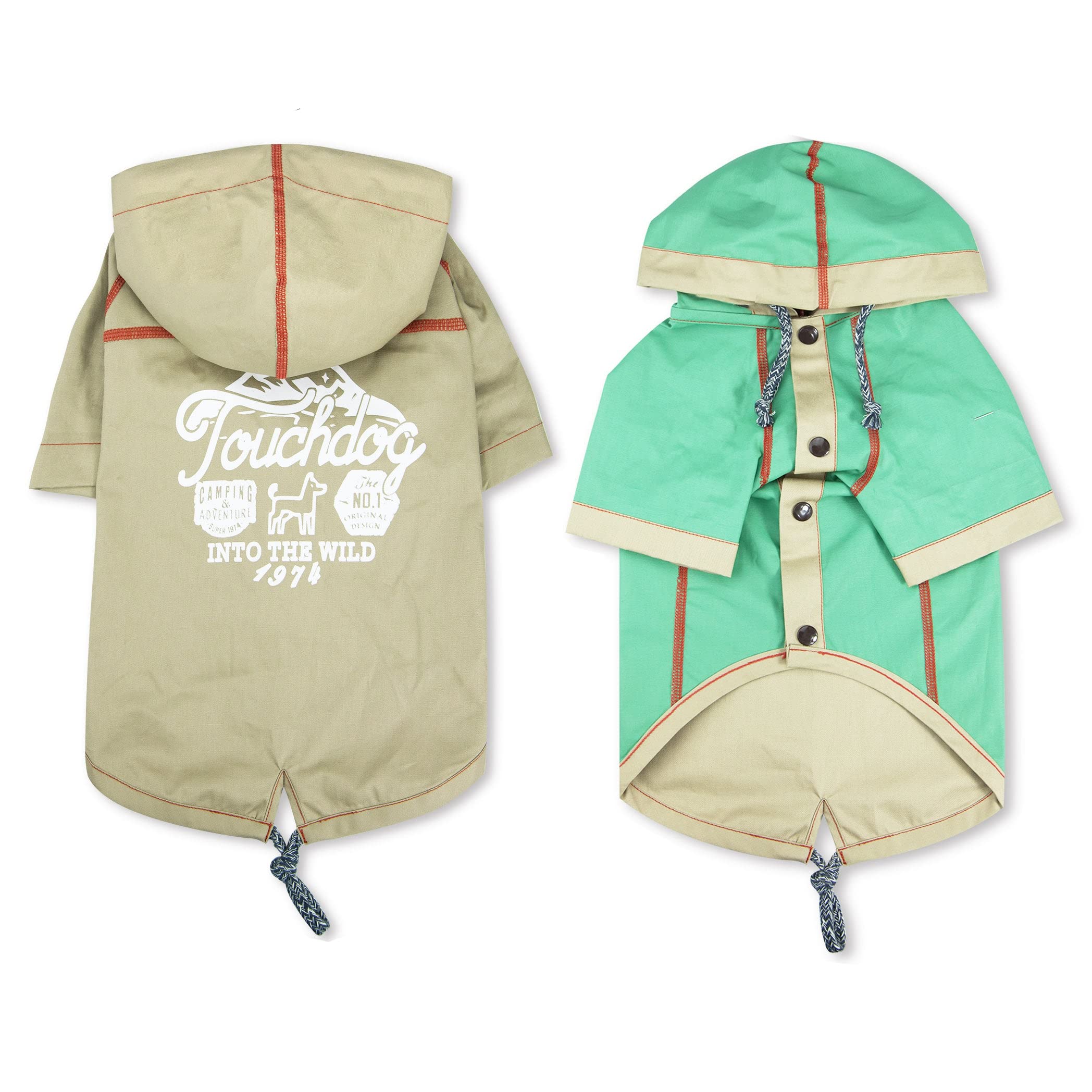 Touchdog 'Cloudburst' Reversible Dog Raincoat - Waterproof Dog Coat And Adjustable Rainbreaker Pet Raincoat Or Outdoor Dog Jacke