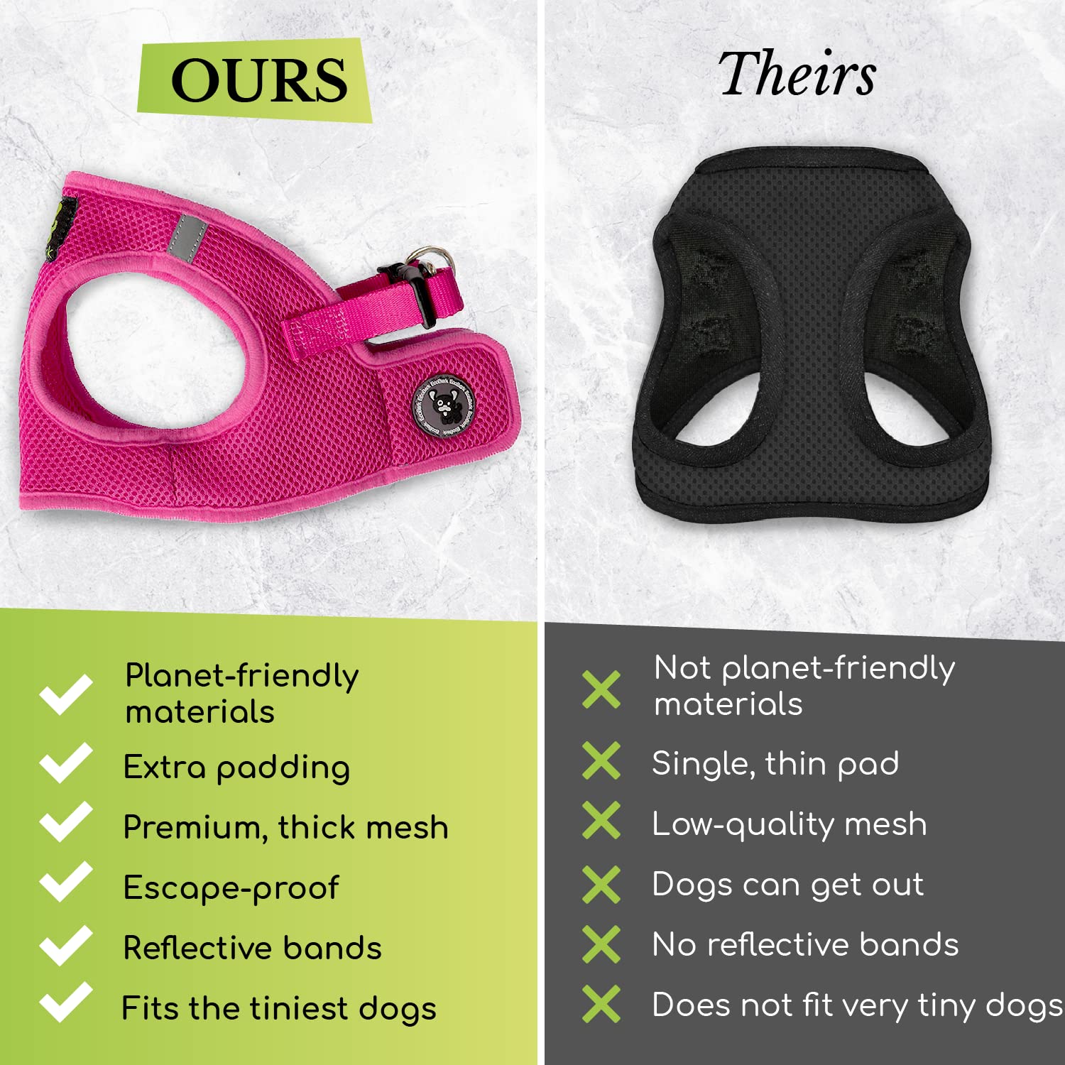 Ecobark Step In Dog Harness - Teacup Dog Harnesses For Xxs, Xs, And Small Dogs - Soft No Pull Mini Body Halter - Puppy To Senior Dogs - Toy Breed Dog Harness Vest Under 5 Pounds Lbs (Watermelon, Xxxs)