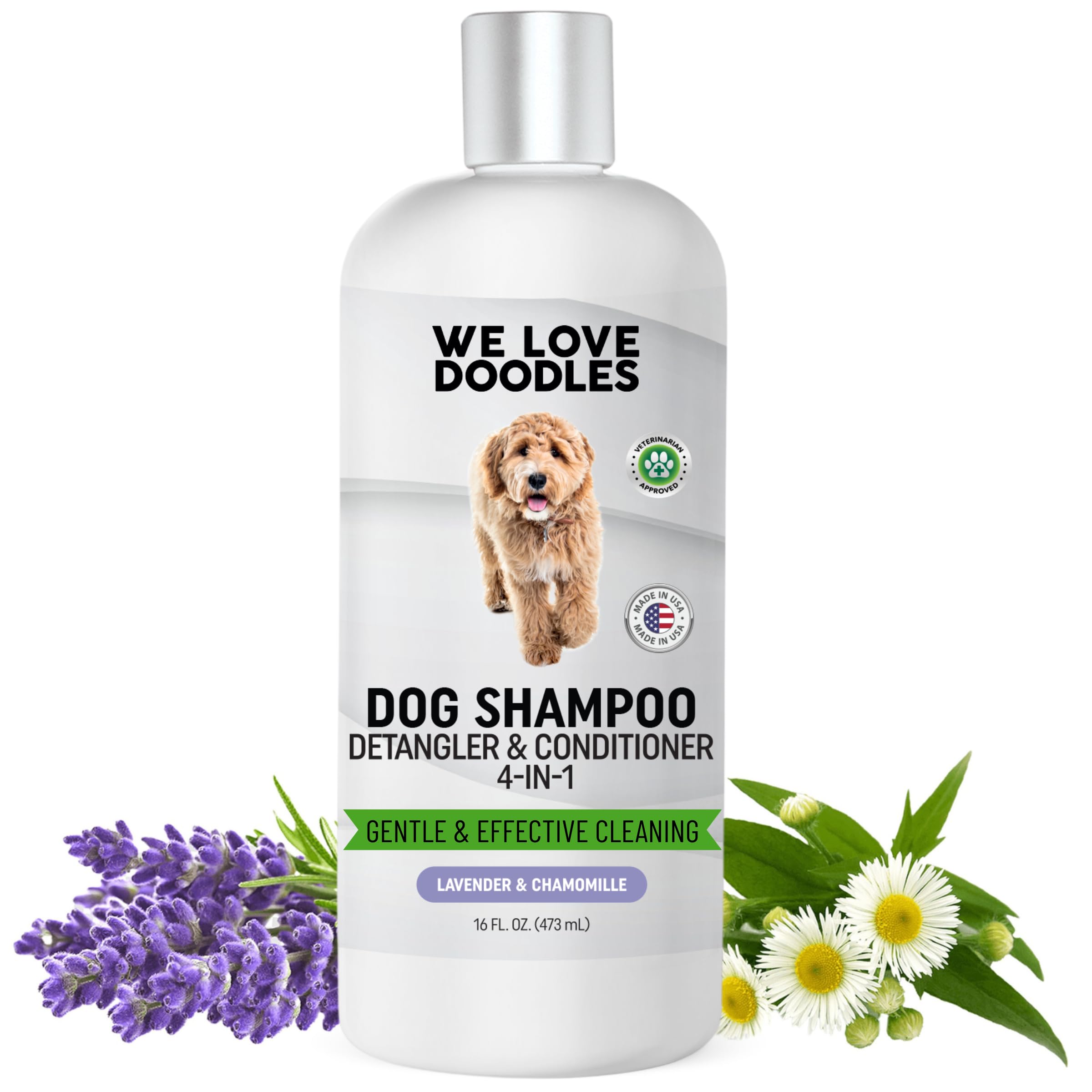 Dog Shampoo, Conditioner & Detangler - Best Shampoo for Goldendoodles, Poodles & Doodles - for Matted Pet Hair - Sensitive Skin 