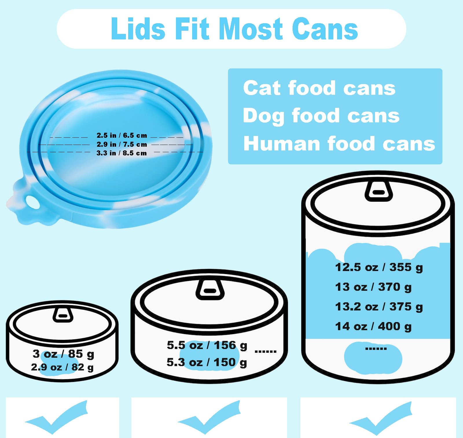 Comtim 5 PCS Pet Food Can Lids & Spoons Set - Silicone Dog Cat Food Can Covers Lids Top/Multi-Function Cat Food Spoon Spatula Ca