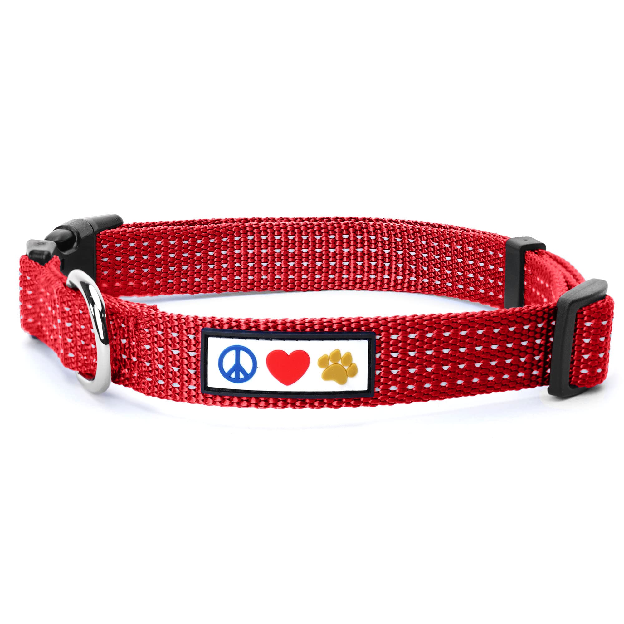 Pawtitas Reflective Dog Collar - Adjustable, Large Dog & Puppy Collar - Red
