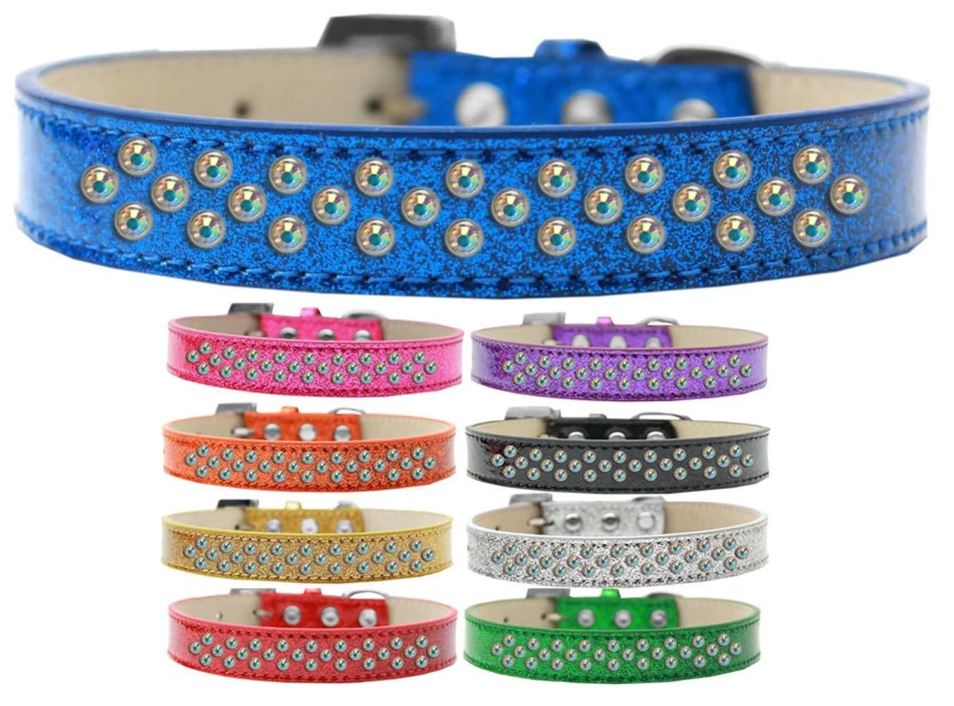 Dog, Puppy & Pet Ice Cream Collar, Aurora Borealis Crystal Rimsets Sprinkles Red 12