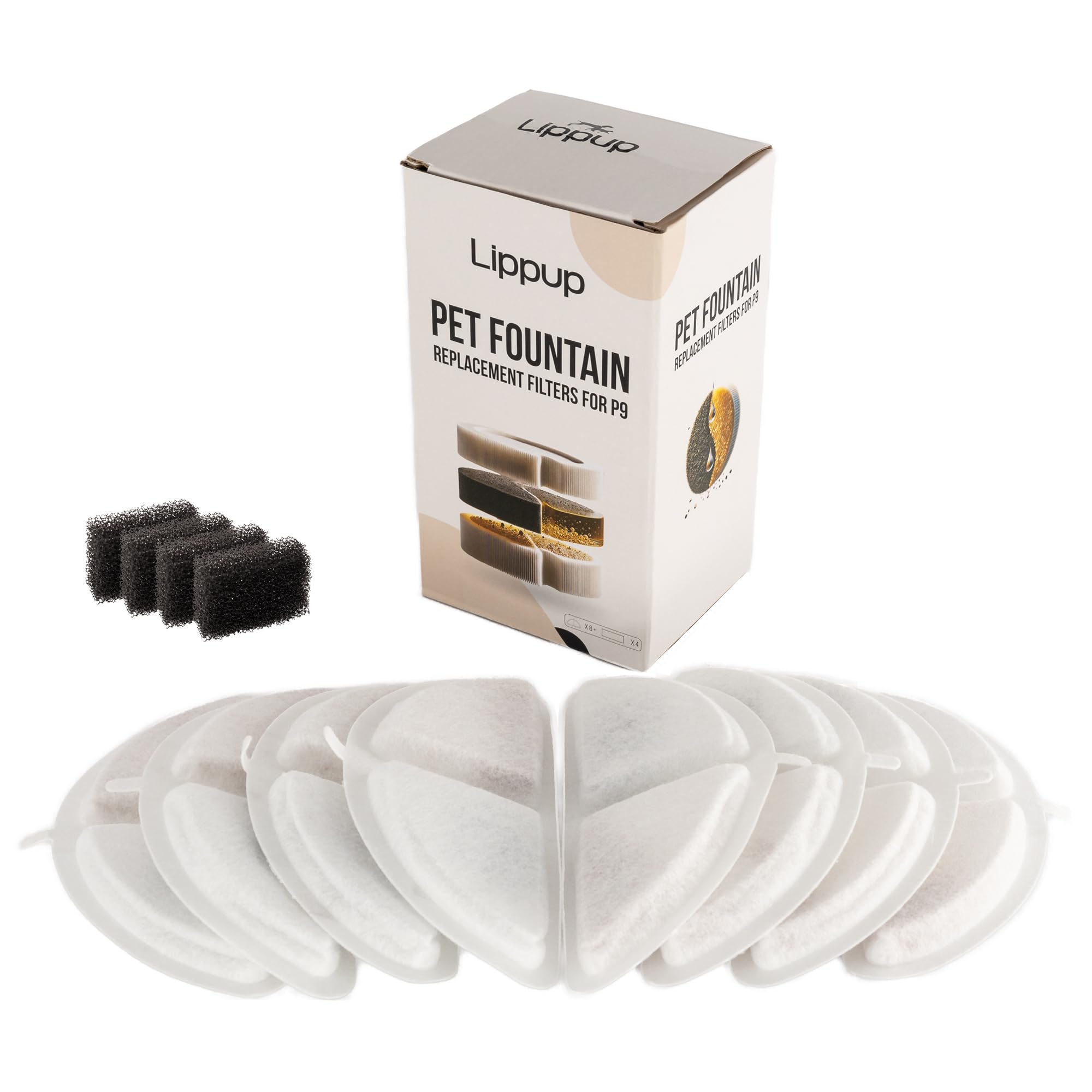 Replacement Filters For Stainless Steel Cat Water Fountain - 8 Pack Activated Carbon & Ion Exchange Resin For Fresh & Clean Drin