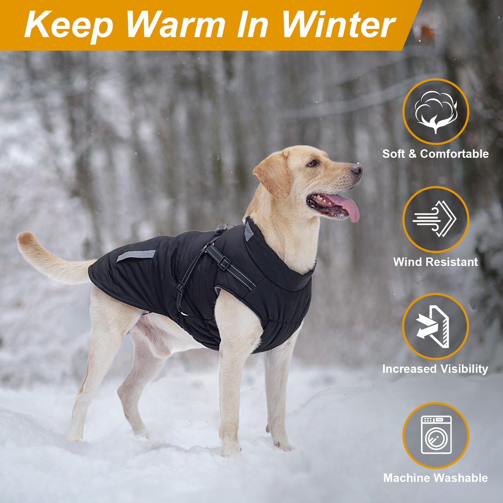 Dog Coat: Warm Winter Jacket With Built-In Harness - Fleece, Waterproof Vest With Reflective Stripes For Small Medium Large Dogs