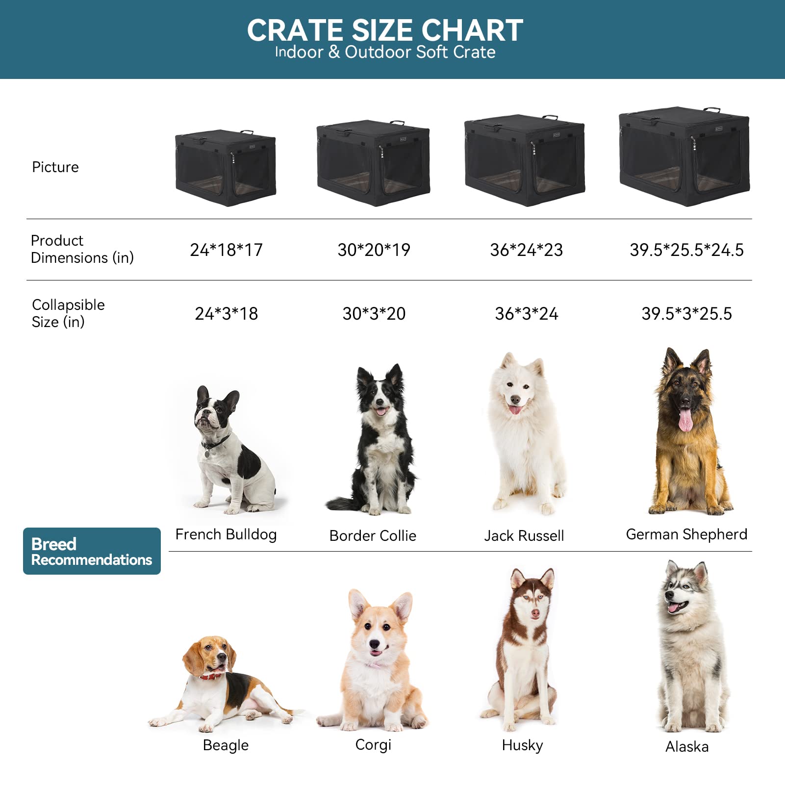 Petsfit Soft Dog Crates For Medium Dogs, Collapsible Dog Kennel Carrier With Soft Mat, For Indoor Outdoor Travel