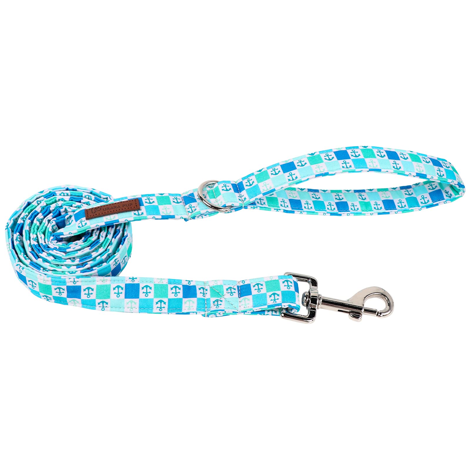 Up Urara Pup Durable Blue Cotton Dog Leash & Collar Set, Sturdy For Small To Large Dogs, Perfect For Summer Training