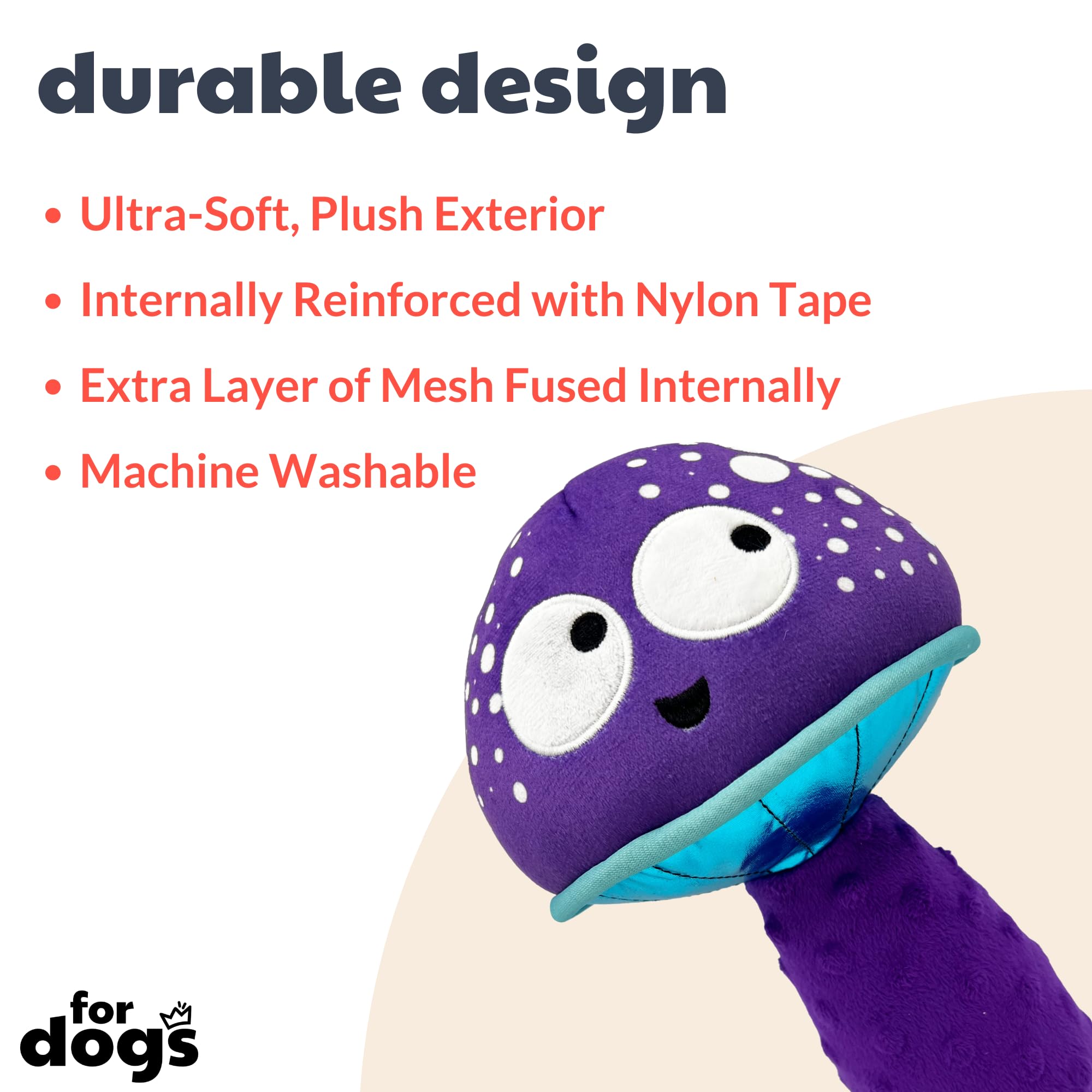 Huxley & Kent For Dogs | Mellow Mushroom (Small) | Funny Dog Toy | Power Plush Dog Toy With Squeaker | Dog Gift | Fun, Durable |