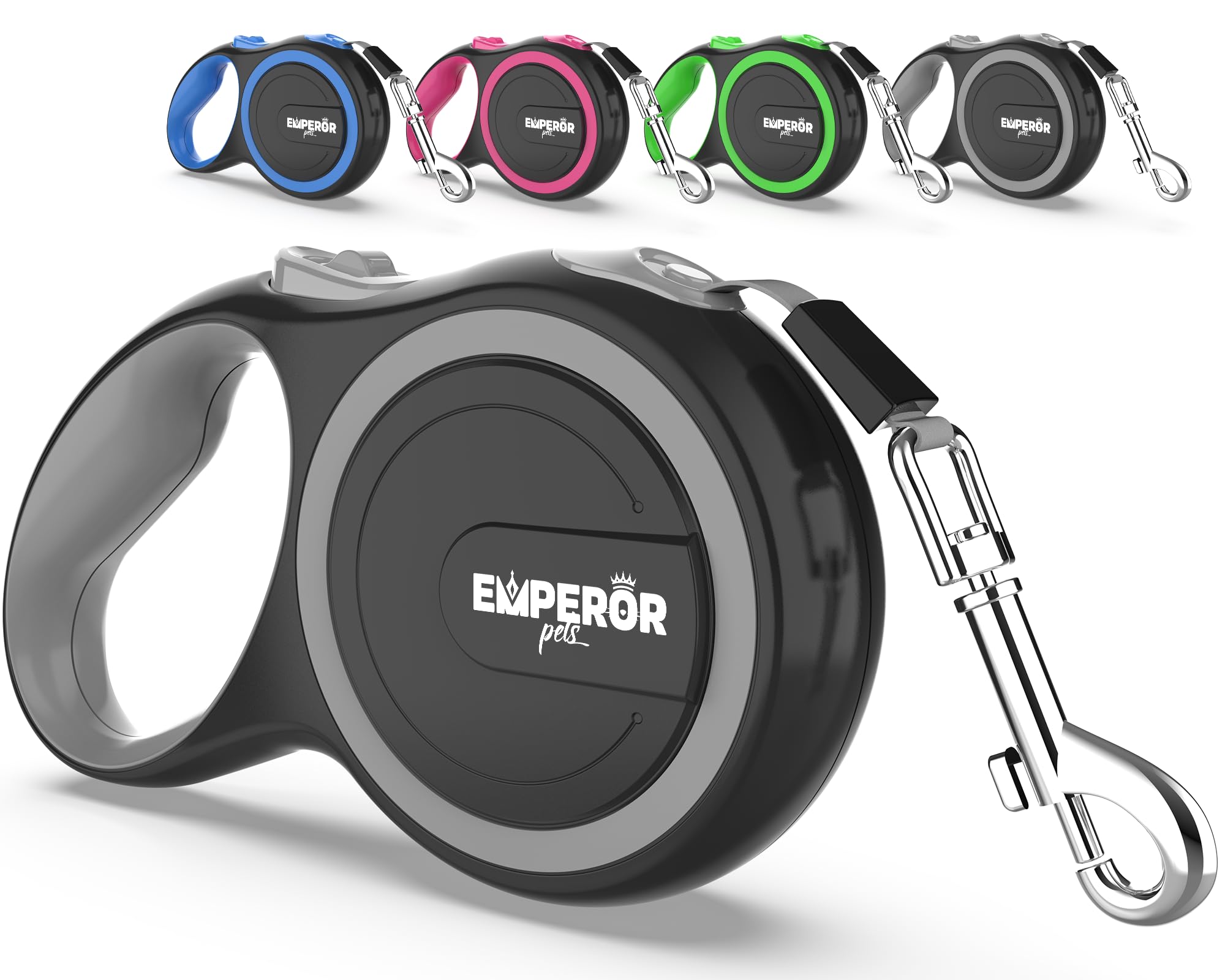 Emperor Pets 26 Ft Retractable Dog Leash - Up To 110Lb, Heavy Duty Dog Leash Retractable 26 Ft, For Large Breed Dogs, Dog Leashes For Medium Dogs -Gy26