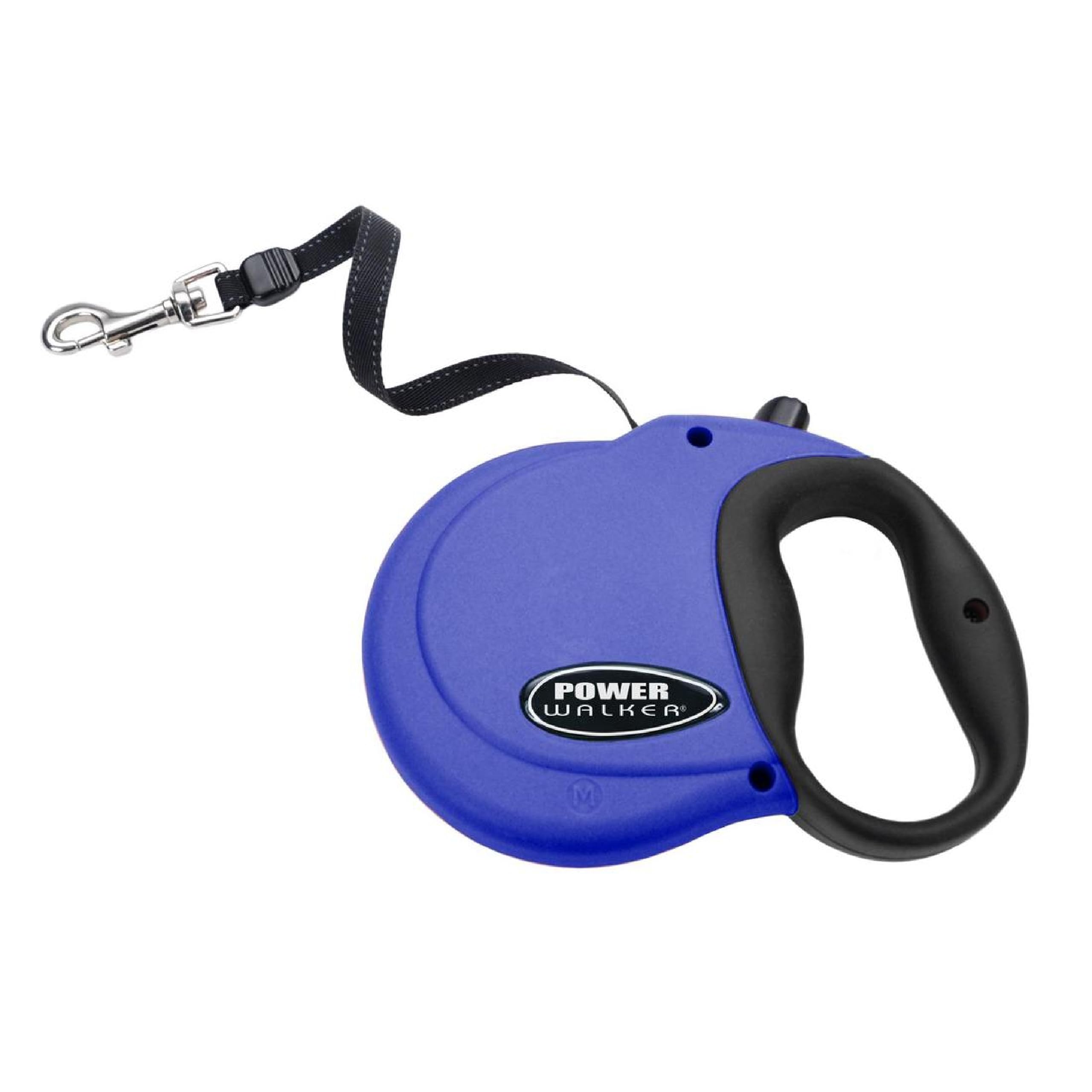 Coastal Pet Power Walker Dog Retractable Leash - Reflective Dog Leash - Stop-And-Release Control Button - Comfort Grip Handle - Blue - Large