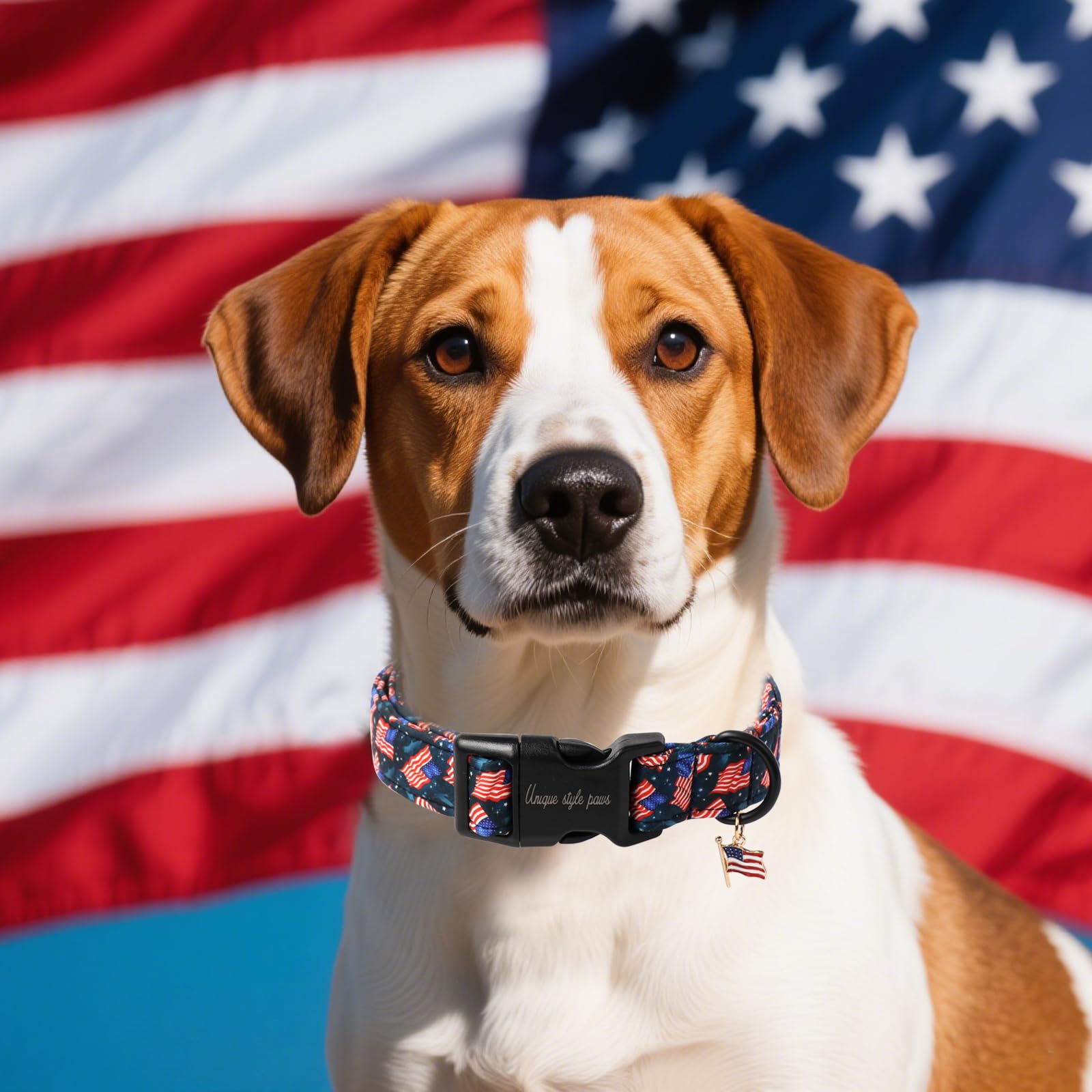 Unique Style Paws Patriotic Dog Collar,4Th Of July Pet Collar With American Flag Pattern,Independence Day Puppy Collar Adjustabl
