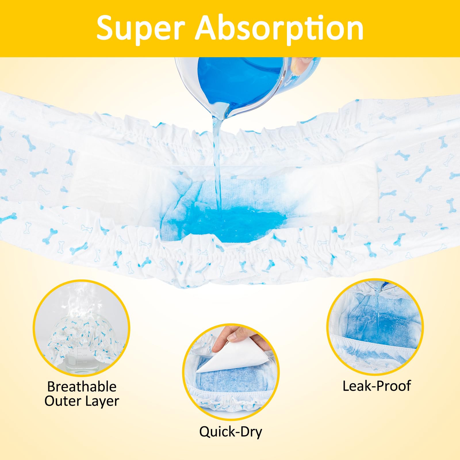 Dono Disposable Dog Diapers Male Large Belly Band Super Absorbent Doggie Diapers Male Dog Wraps, 8Pcs, L