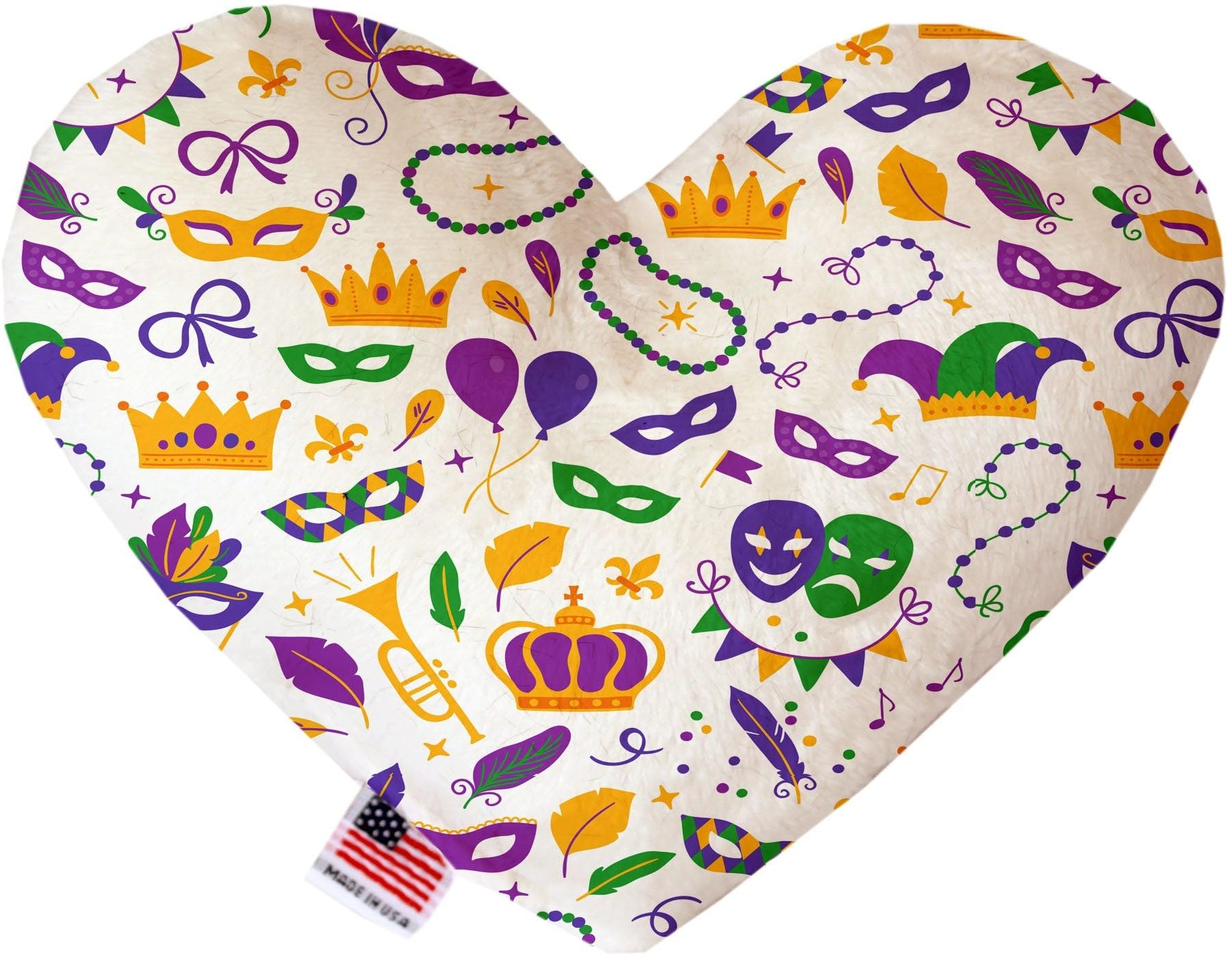 Pet and Dog Plush Heart or Bone Toy, "Mardi Gras Group" (Available in different sizes, and 10 different pattern options!) Mardi Gras Polka Dot 6" Plush Bone