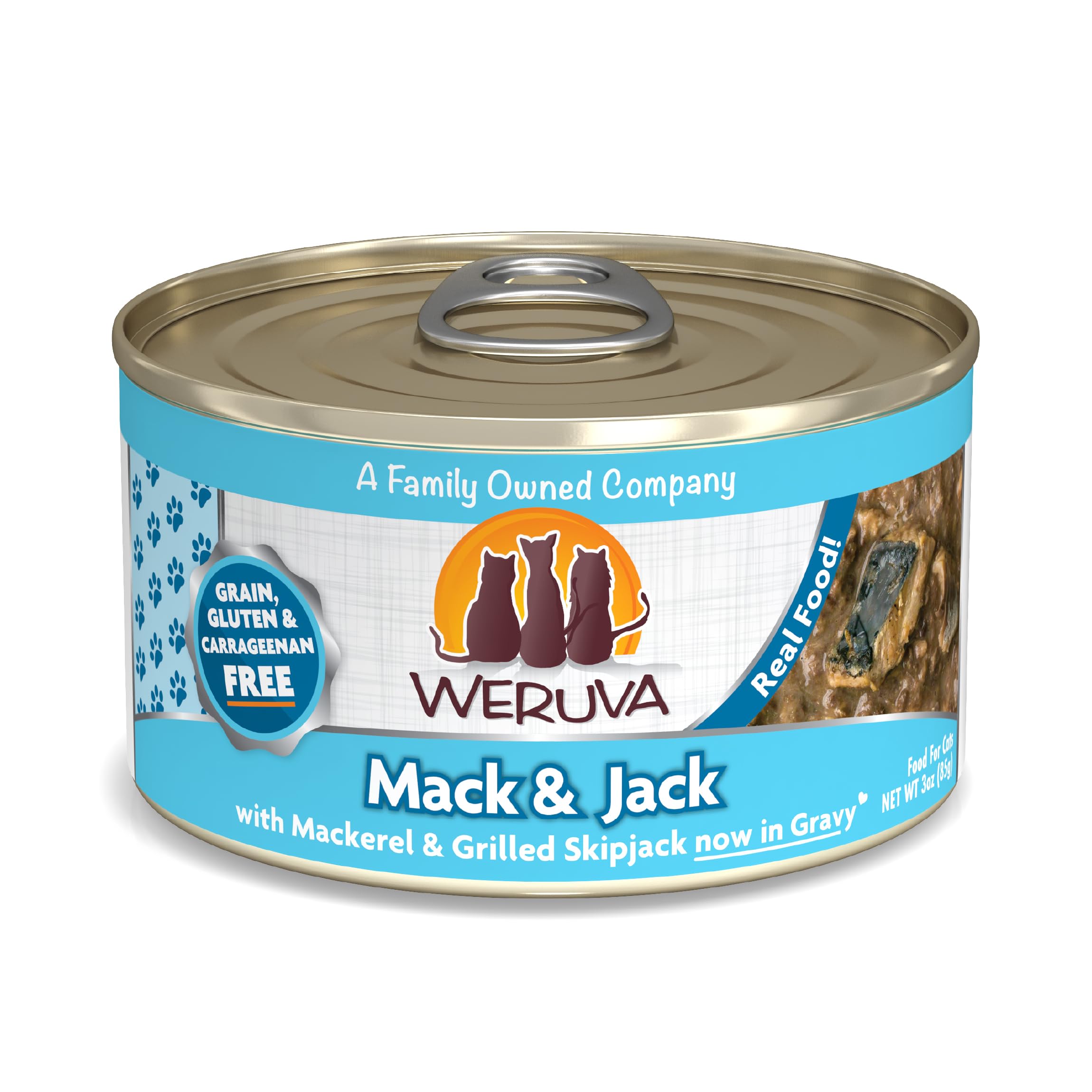 Weruva Classic Cat Food, Mack & Jack with Mackerel & Grilled Skipjack in Gravy, 3oz Can (Pack of 24)