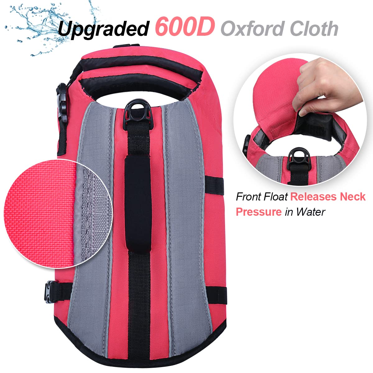 Vivaglory Dog Life Jacket With Removable Front Float, Dogs Life Vest With Extra Padding & Reflective Trims For Swimming & Boatin