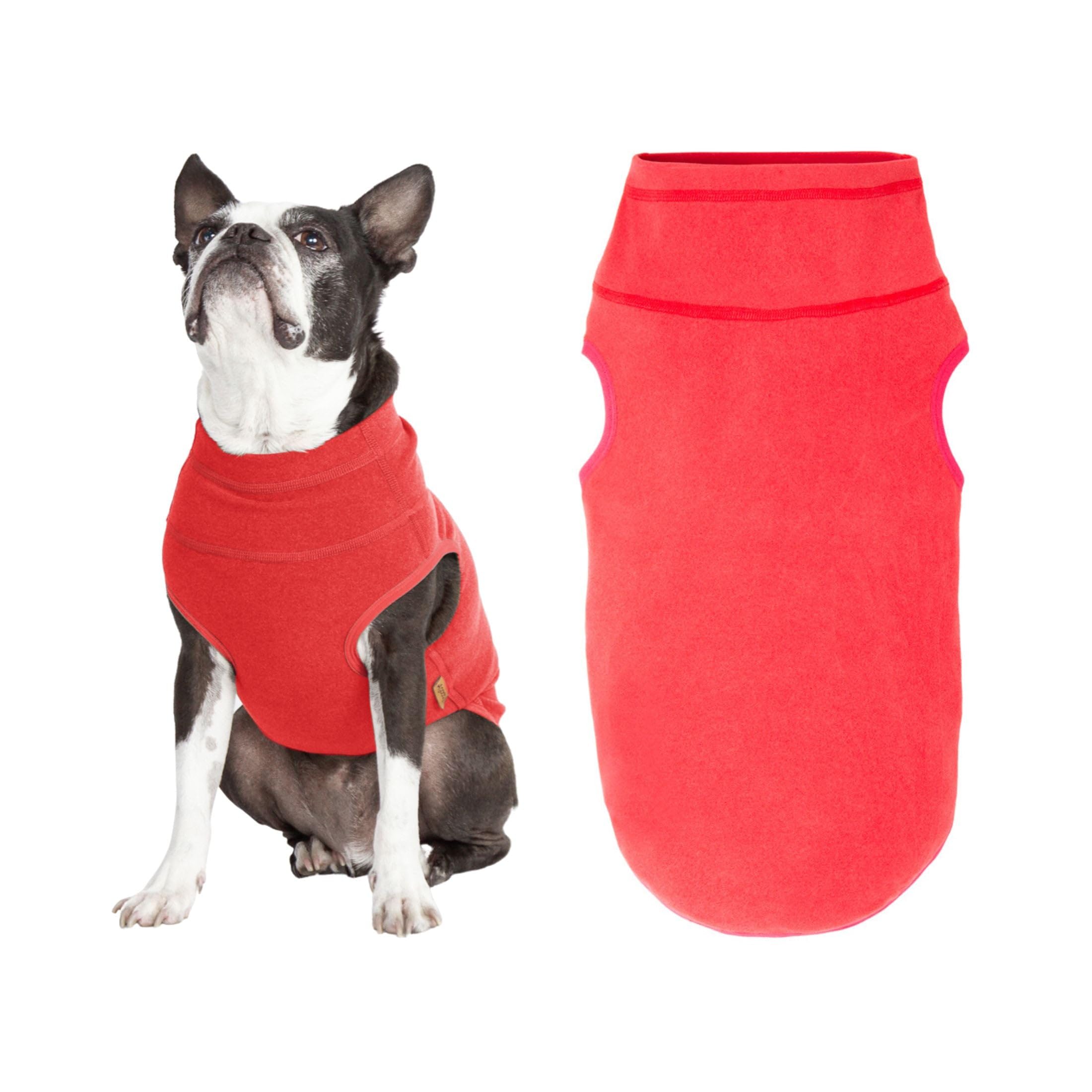 Gooby Microfiber Stretch Fleece Vest Dog Sweater - Tomato Red, X-Small - Pullover Fleece Dog Jacket - Dog Clothes For Small Dogs