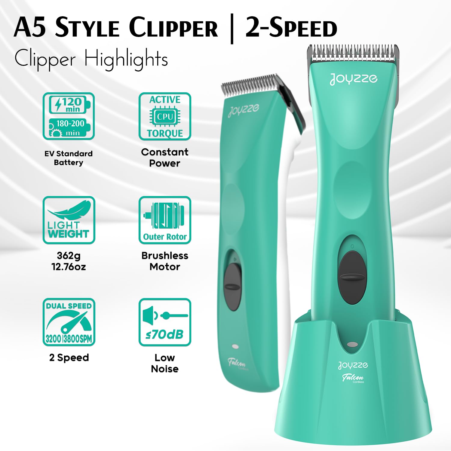 Joyzze Falcon Cordless Clipper 2 Speed - Professional Grooming With Precision, Power, Low Noise, Dog Clippers For Grooming (Falc