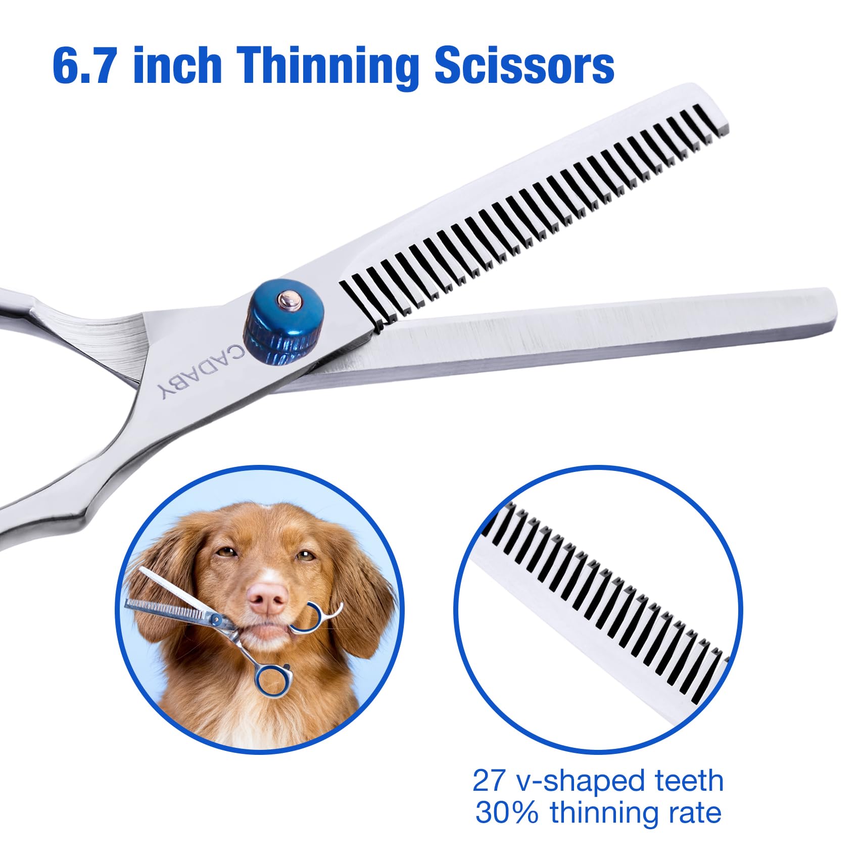 Cadaby Dog Grooming Scissors Kit With Safety Round Tips,6 In 1 Professional Dog Scissors For Grooming, 4Cr Stainless Steel Pet G