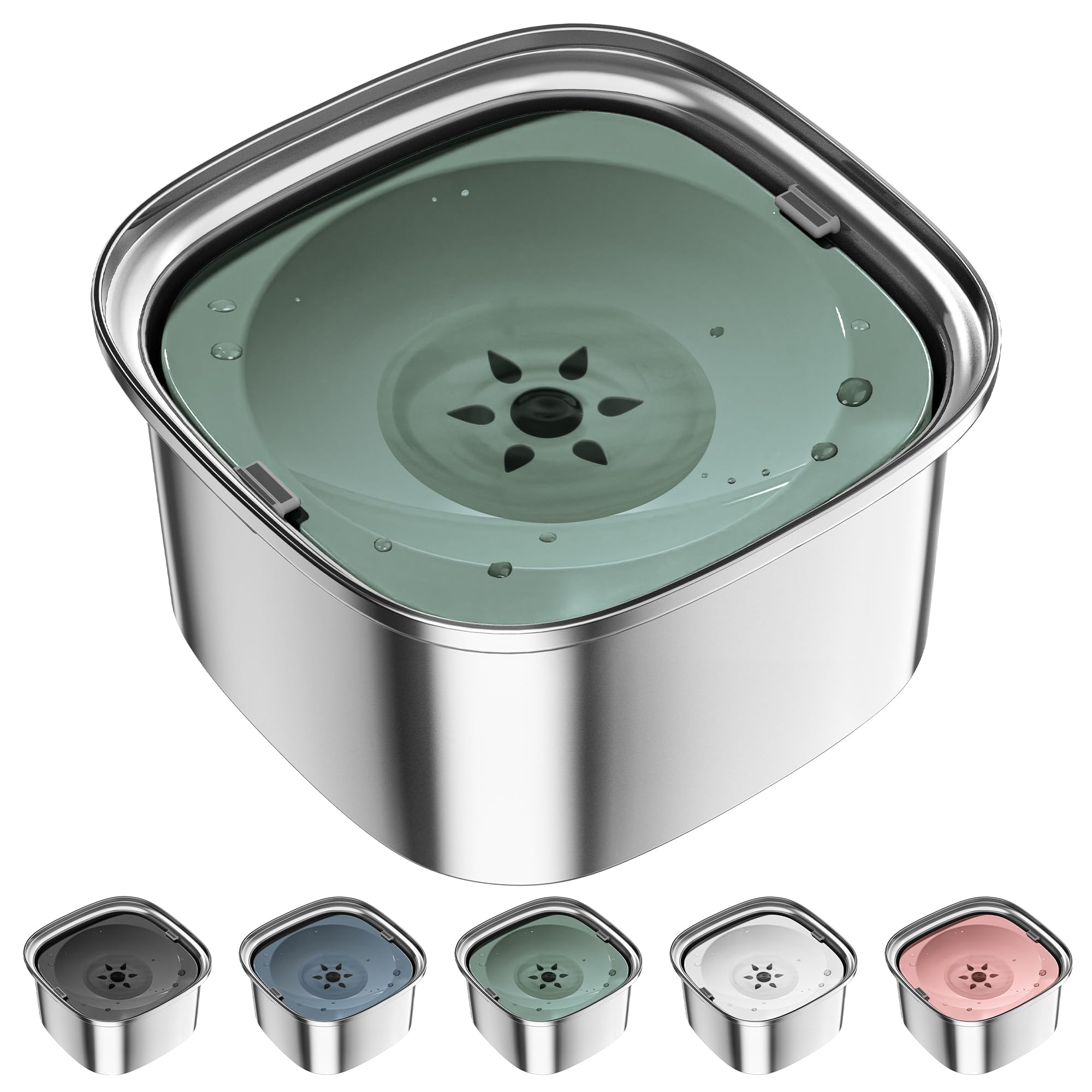 UPSKY 3L Dog Water Bowl 101oz Stainless Steel Dog Bowl No Spill Large Capacity Dog Food Water Bowl Slow Water Feeder, Spill Proo