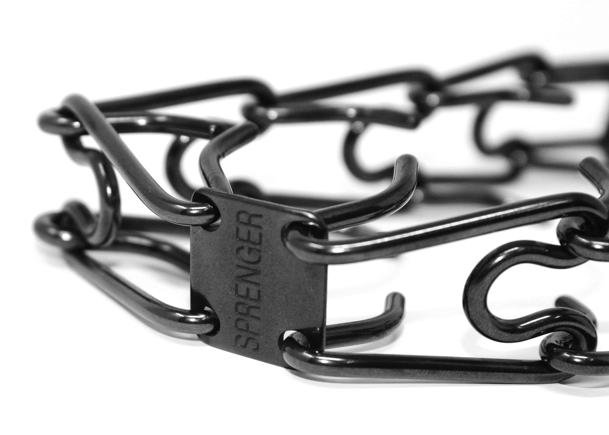 Dogline Herm Sprenger Black Stainless Steel Prong Dog Training Collar, 23in x 3.2mm, No-Pull, Made in Germany