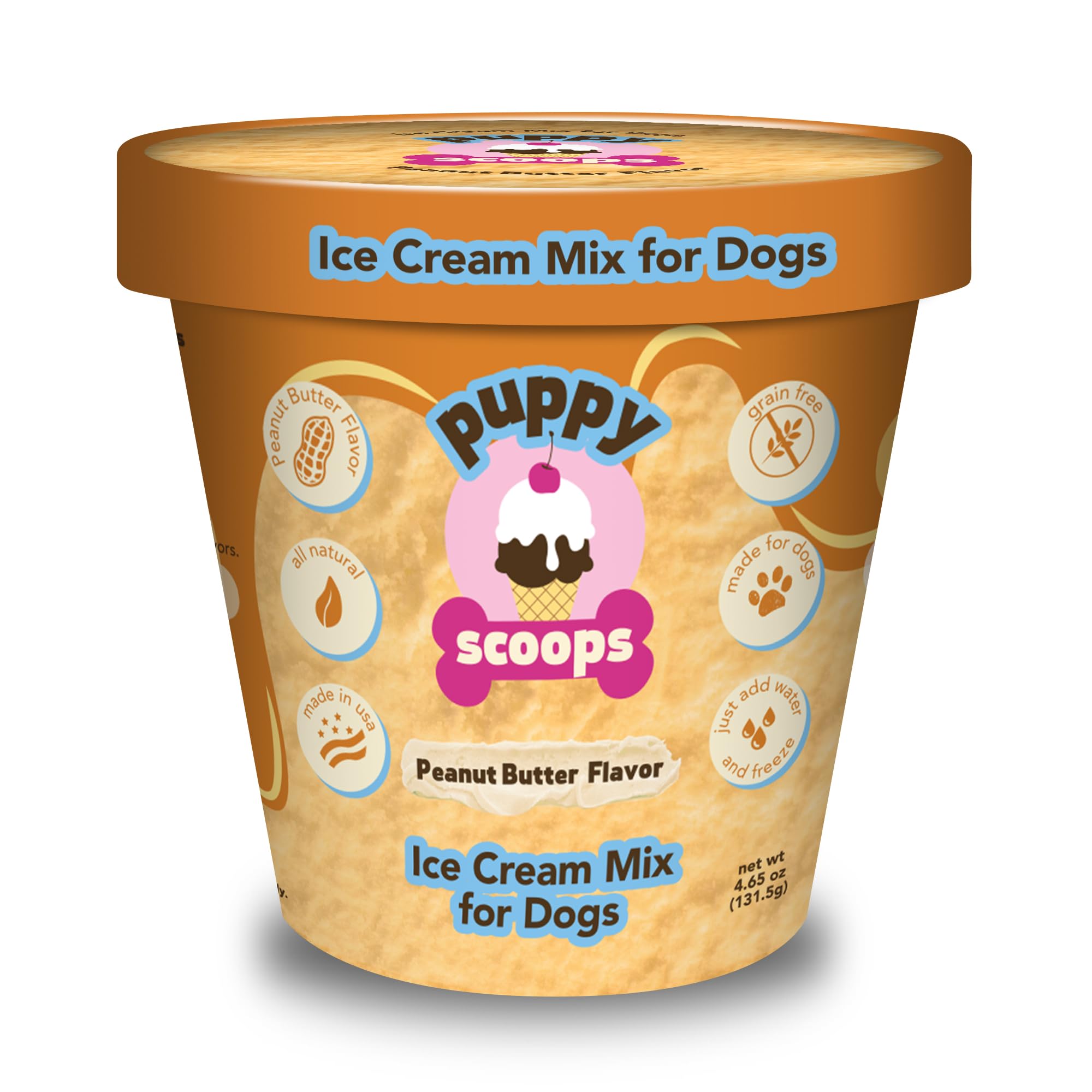 Puppy Scoops Dog Ice Cream Mix - Just Add Water and Freeze at Home, Powder Mix with Ice Cream Cup and Reusable Lid, Ice Cream Mi