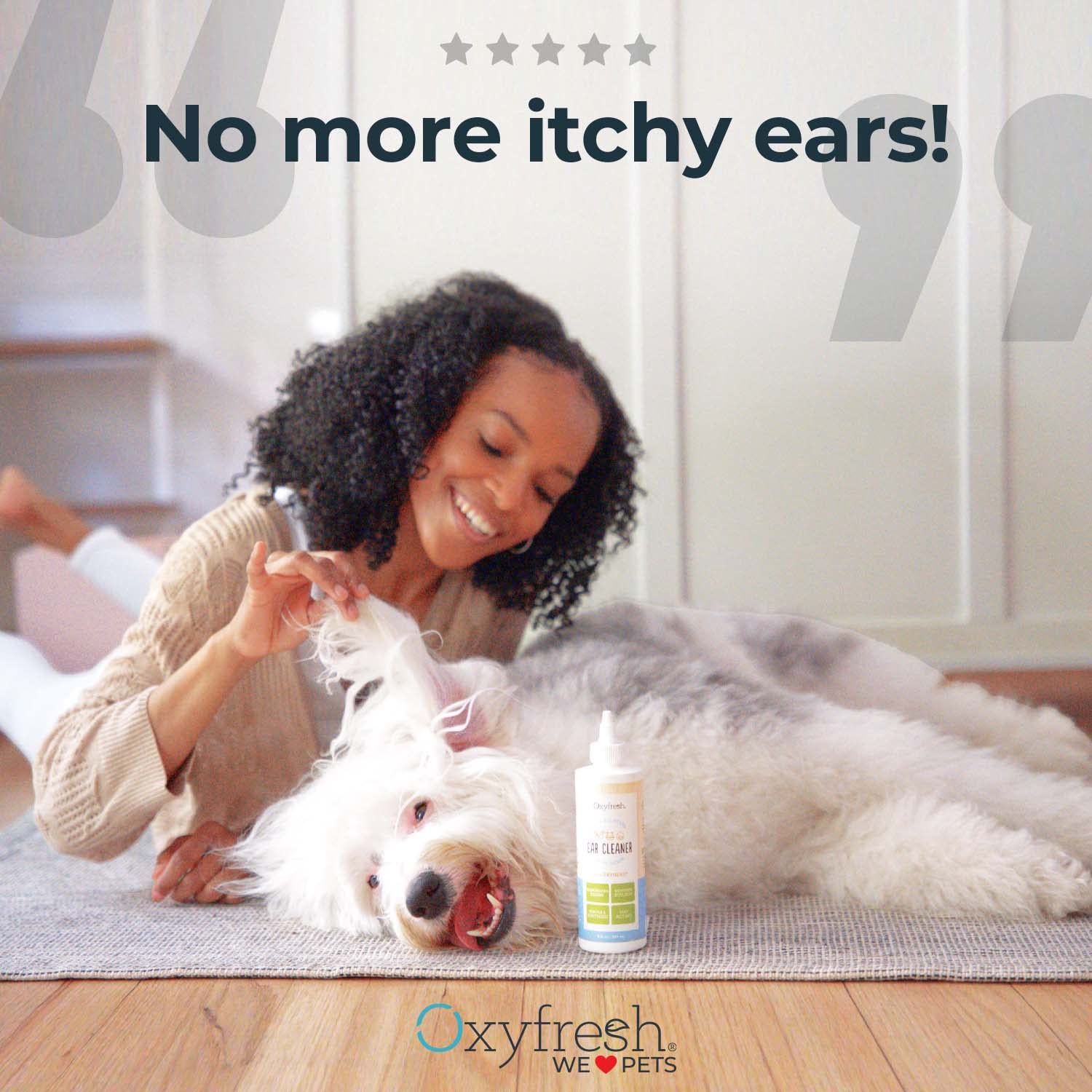 Oxyfresh Advanced Pet Ear Cleaner - Best Dog Ear Cleaner Solution - Helps With Yeast, Wax, Dirt & Itchy Ear Canal - Cleaning, Soothing, & Sting-Free Dog Ear Wash & Cat Ear Cleaner 8Oz