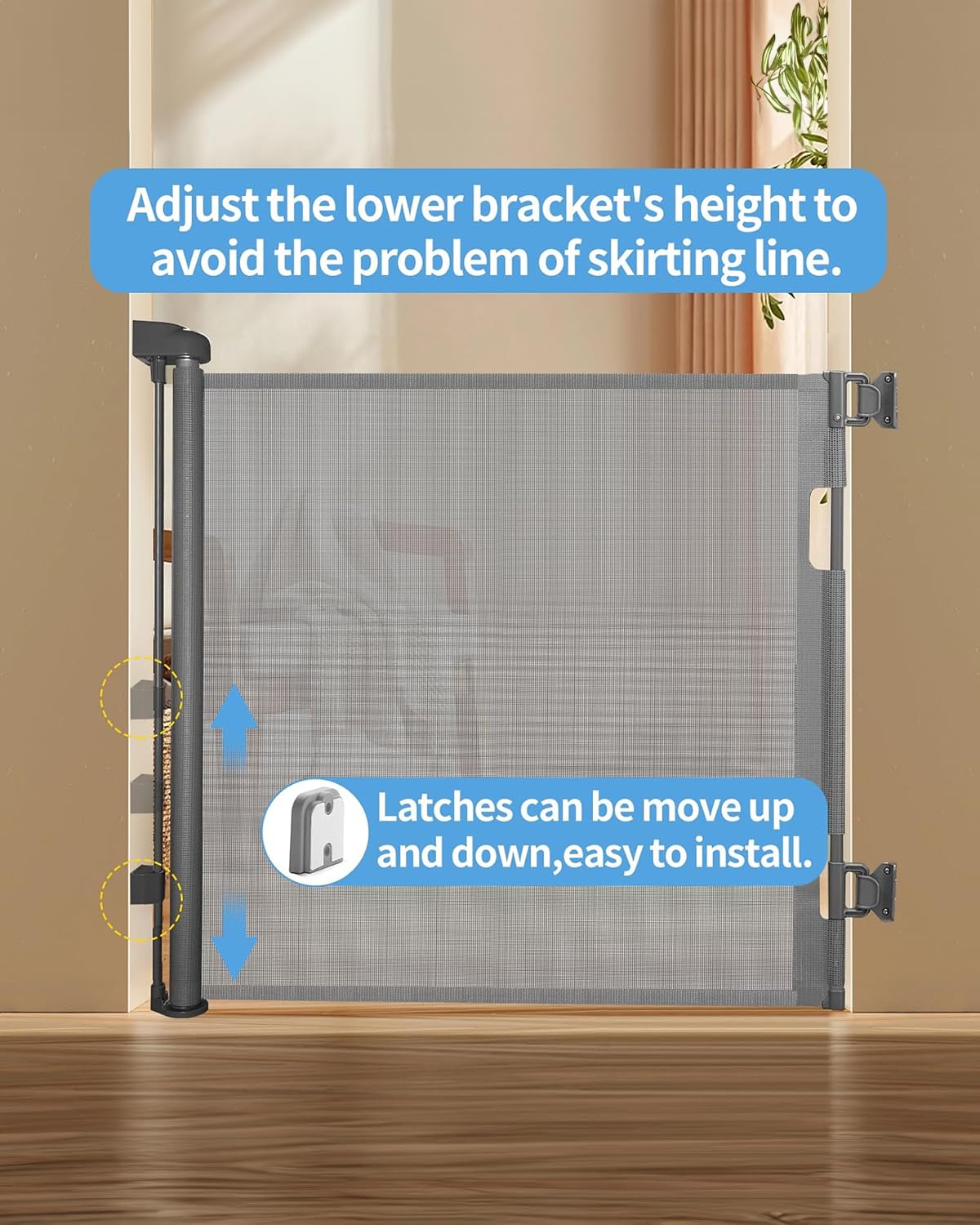 Veraste Retractable Baby Gate,Mesh Baby Gate Or Mesh Dog Gate,33' Tall,Extends Up To 71' Wide,Child Safety Gate For Doorways,Stairs,Hallways,Indoor/Outdoor(Grey,33'X71')