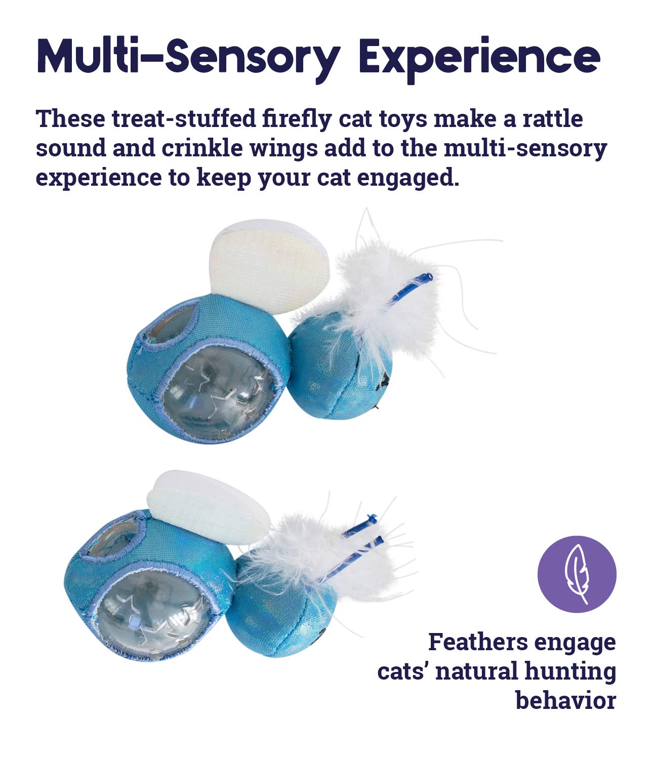 Petstages Firefly Treat Stuffer Cat Toy - Glow-in-the-Dark 2 Pack Treat Dispenser, Model 70380