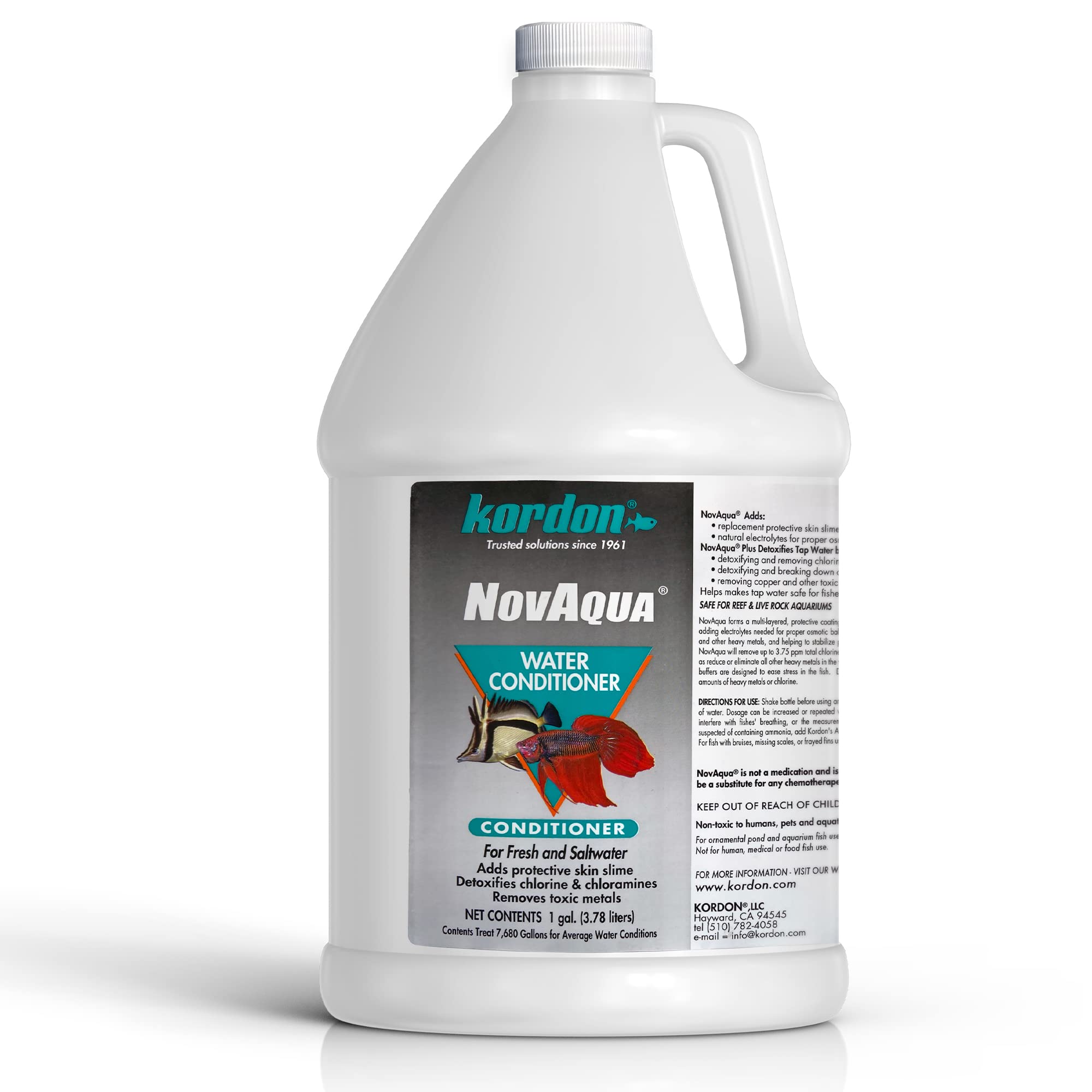 KORDON Novaqua Aquarium Water Conditioner for Freshwater & Saltwater - Instantly Detoxifies Chlorine, Chloramines, & Heavy Metal